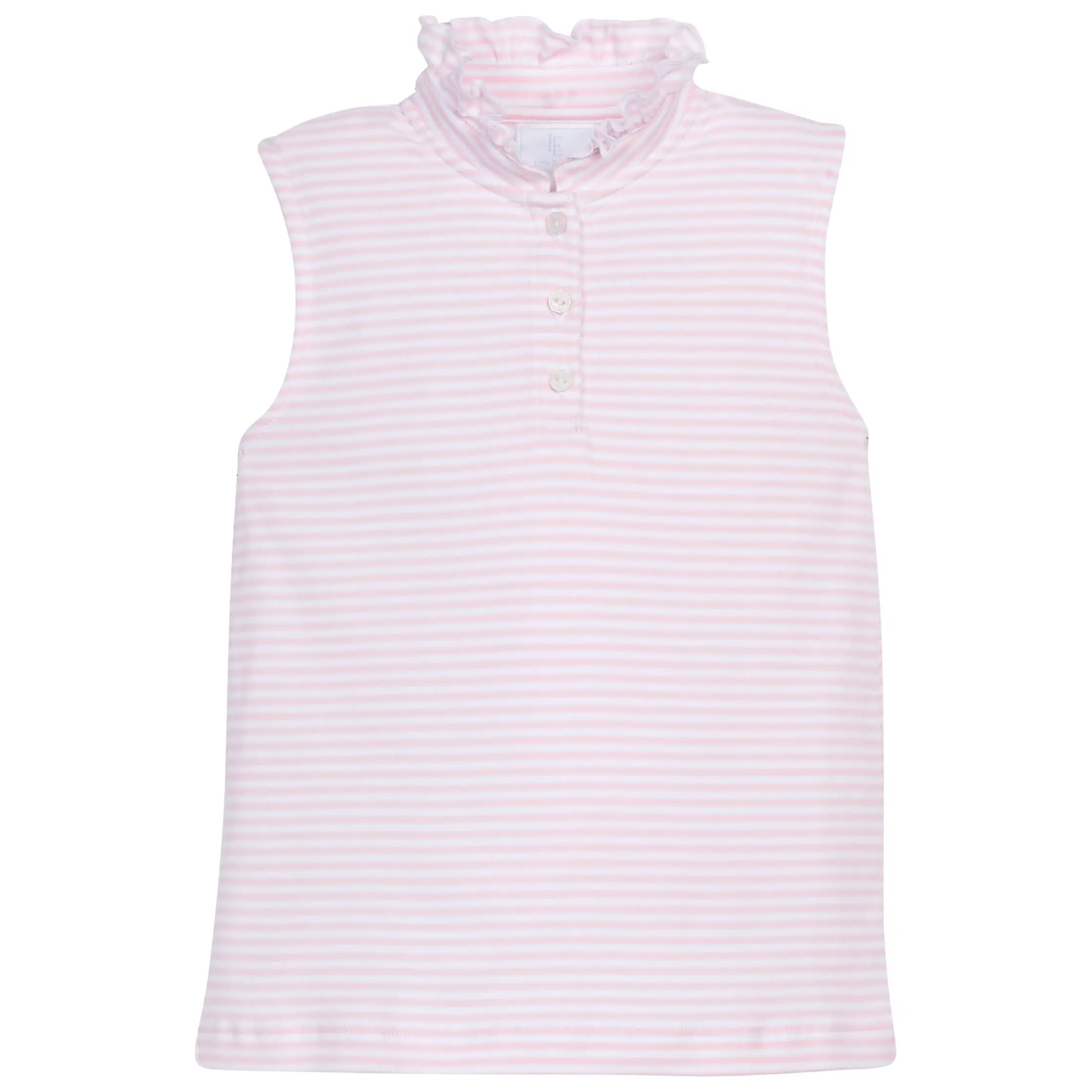 Little English - Sleeveless Hastings Polo - Pink Stripe