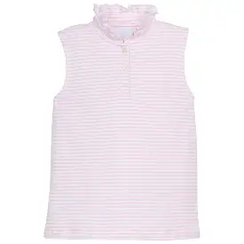 Little English - Sleeveless Hastings Polo - Pink Stripe