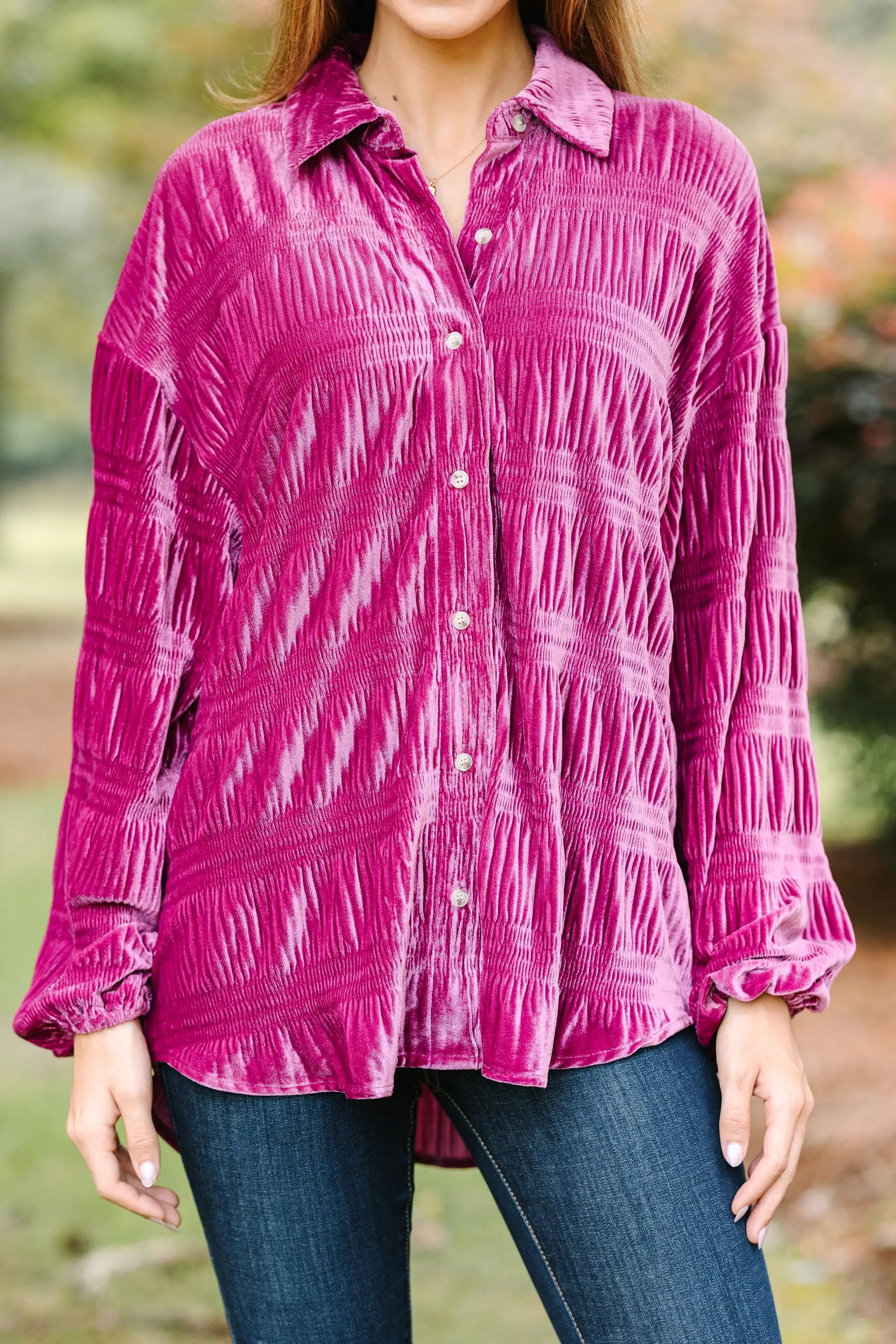 Love The Drama Hibiscus Purple Velvet Blouse