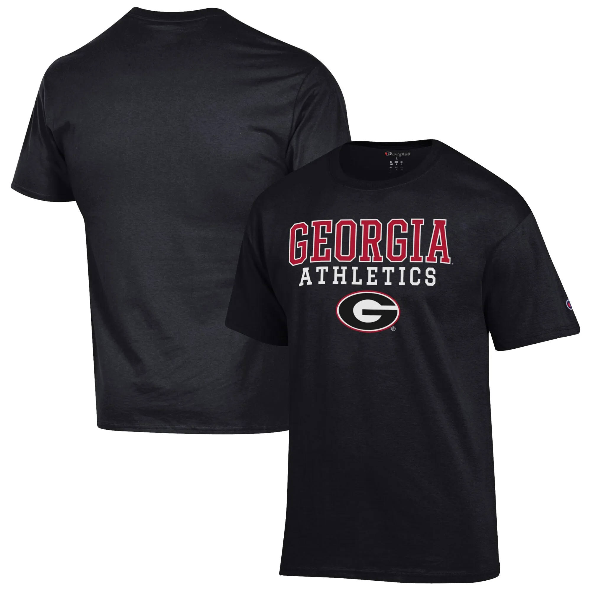 Men's Champion  Black Georgia Bulldogs Athletics Logo Stack T-Shirt