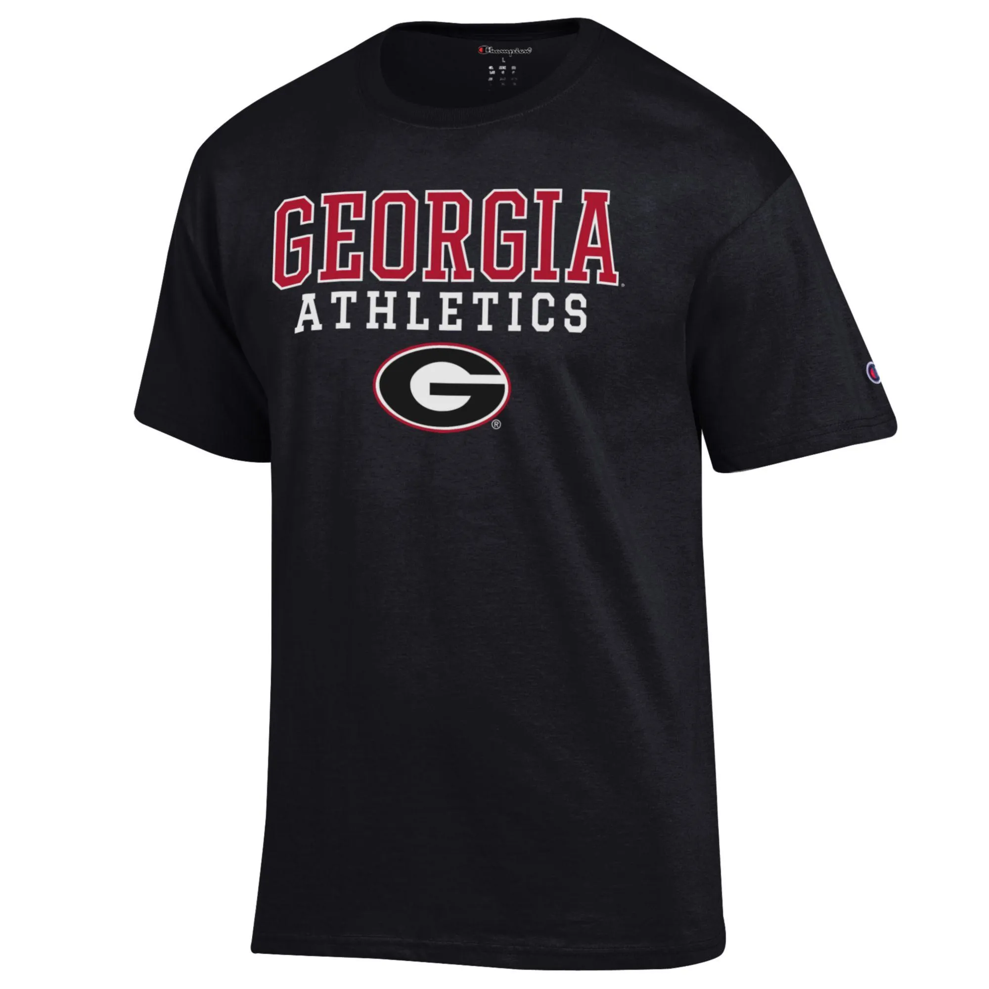 Men's Champion  Black Georgia Bulldogs Athletics Logo Stack T-Shirt