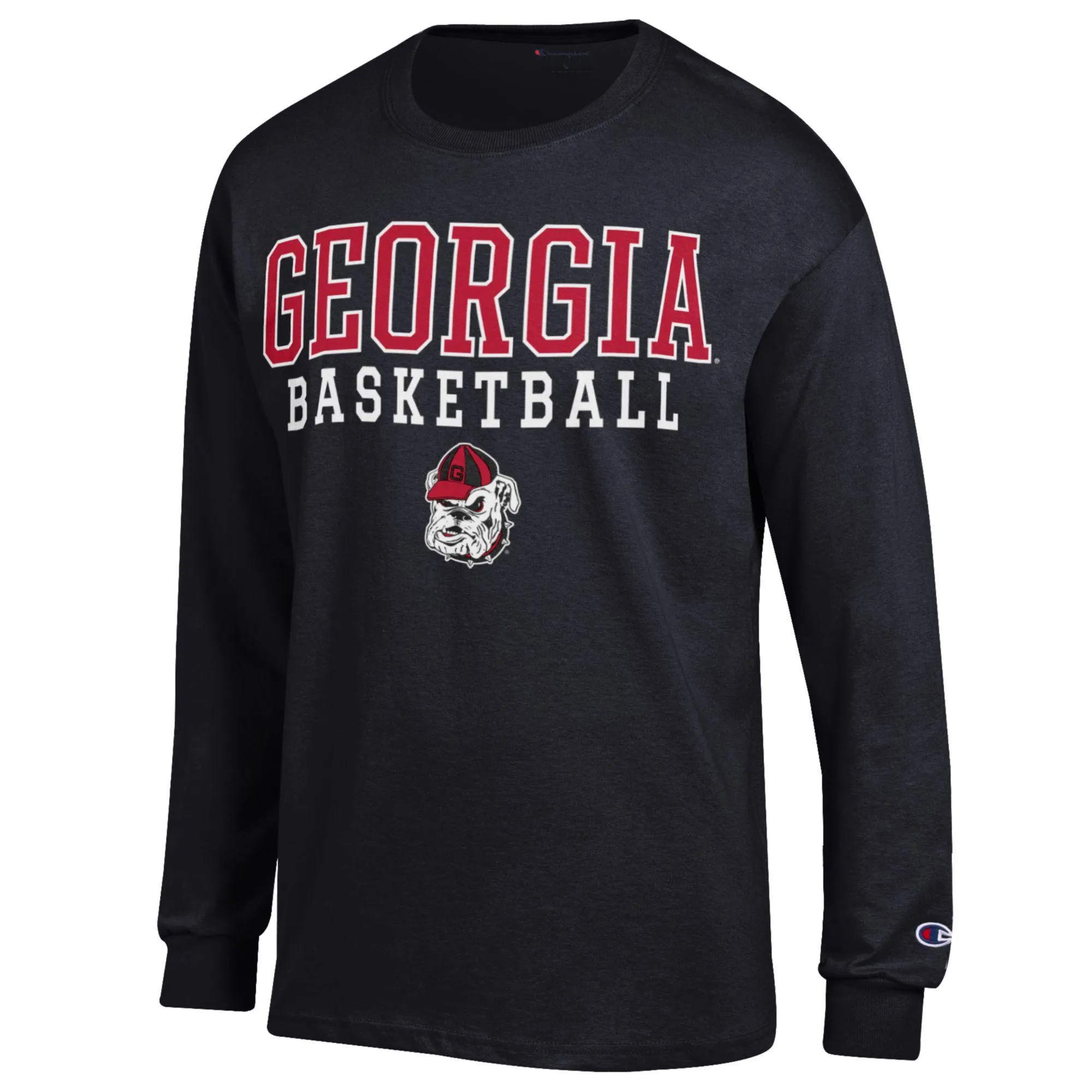 Men's Champion Black Georgia Bulldogs Basketball Stack Long Sleeve T-Shirt