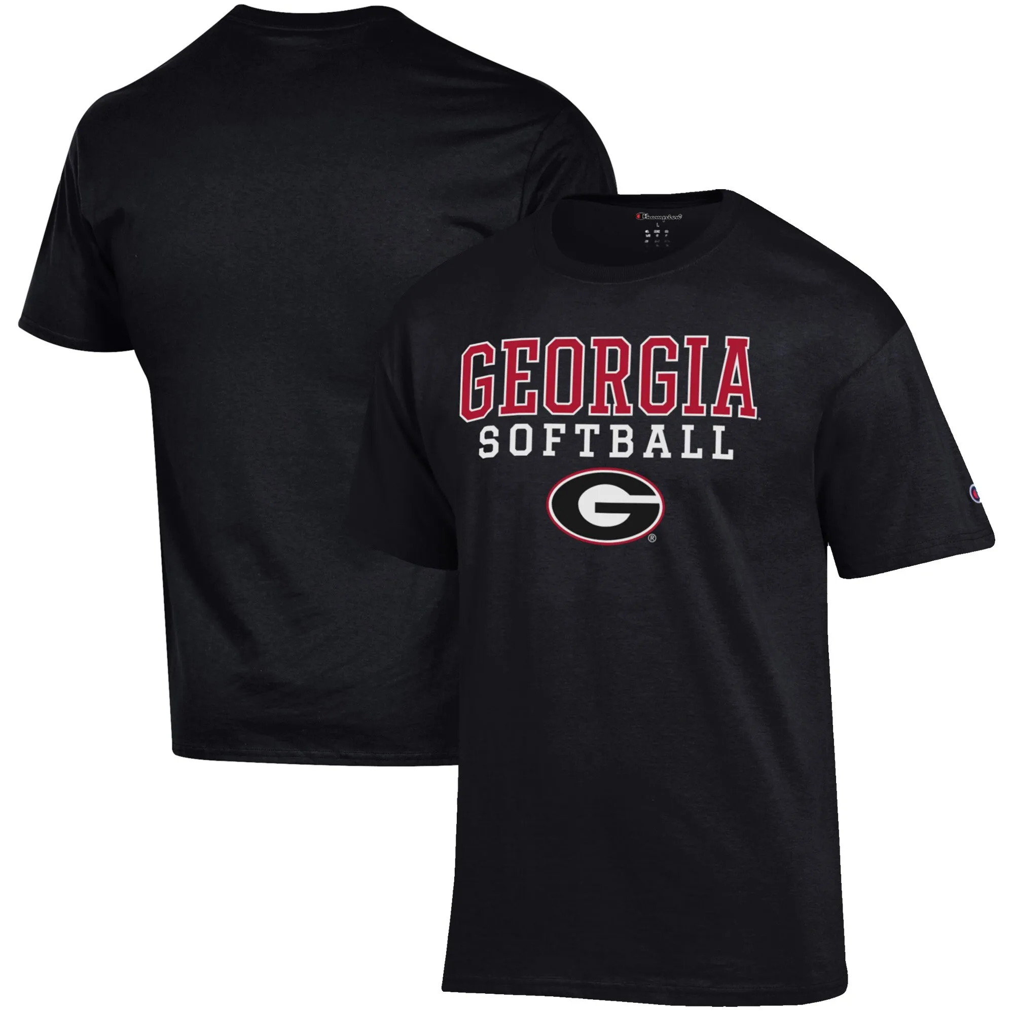 Men's Champion Black Georgia Bulldogs Softball Stack T-Shirt