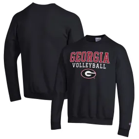 Men's Champion Black Georgia Bulldogs Stack Logo Volleyball Powerblend Pullover Sweatshirt