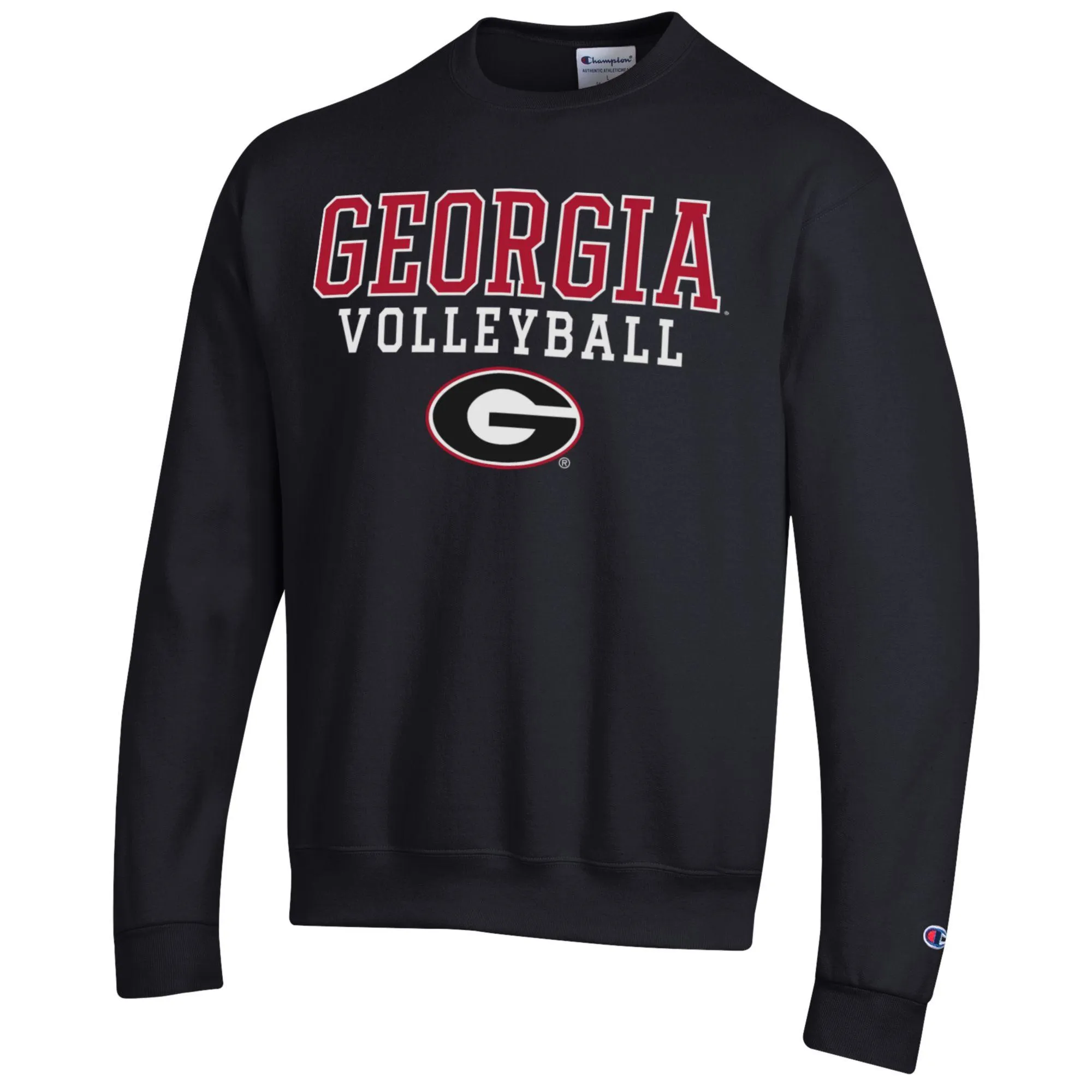 Men's Champion Black Georgia Bulldogs Stack Logo Volleyball Powerblend Pullover Sweatshirt