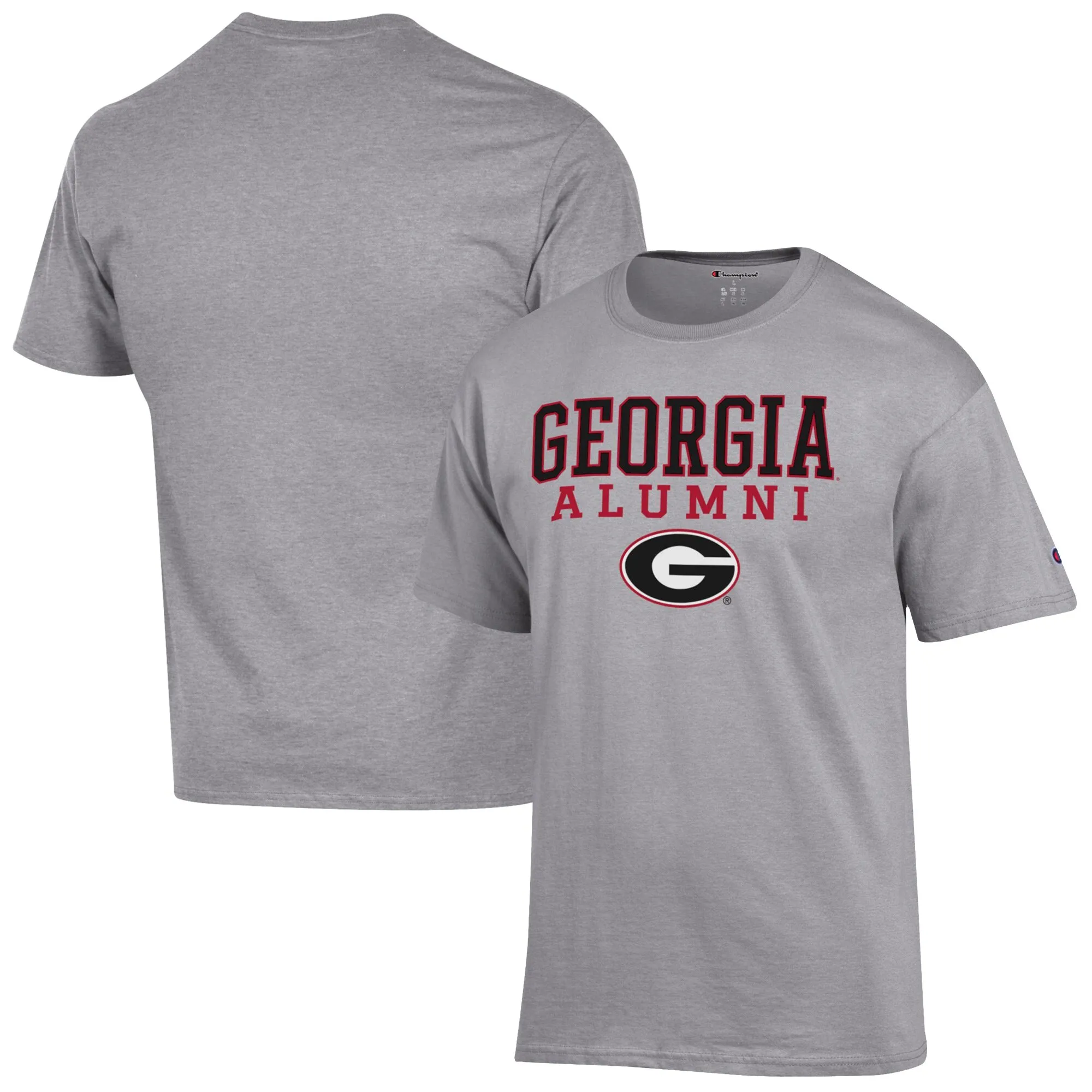 Men's Champion  Gray Georgia Bulldogs Alumni Logo Stack T-Shirt