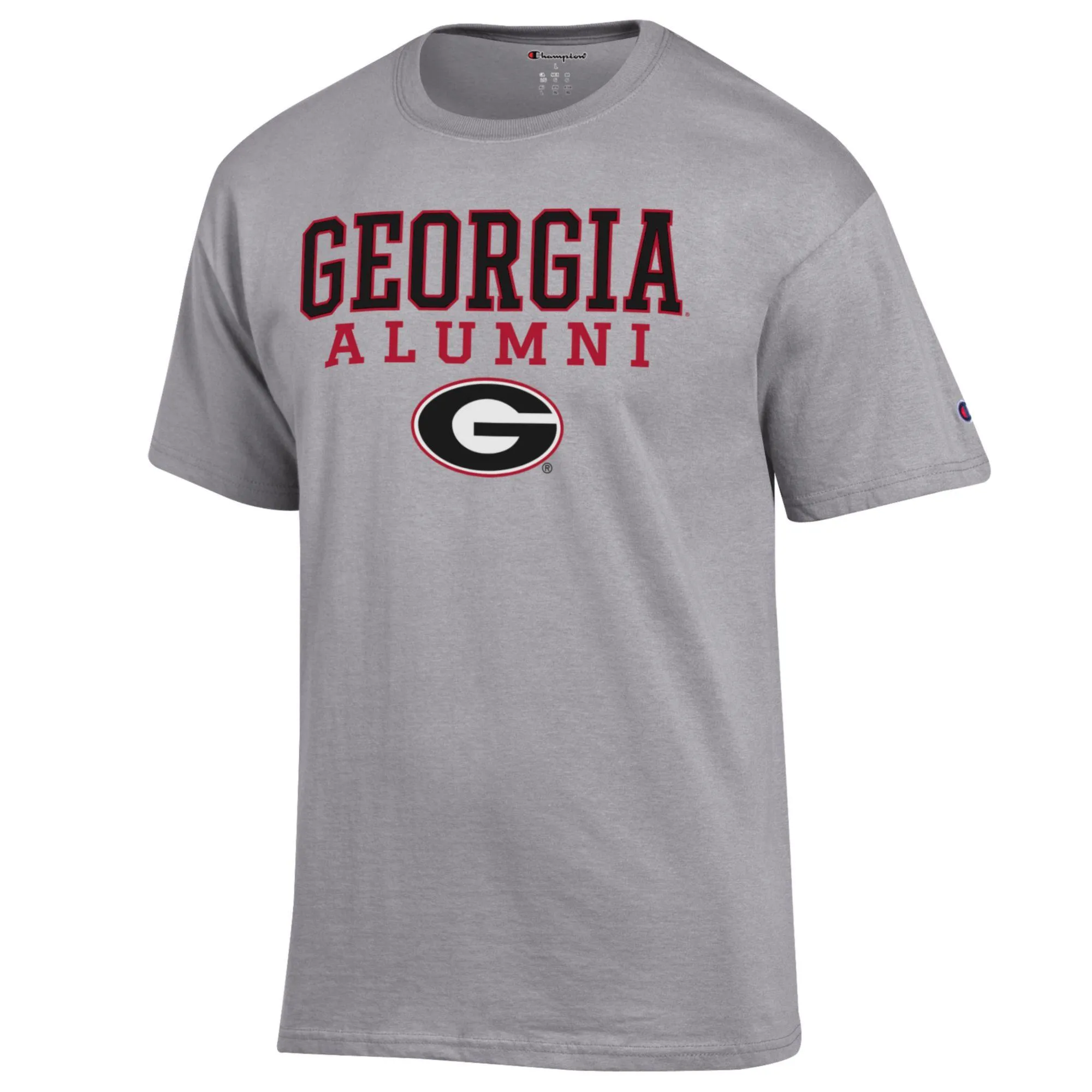 Men's Champion  Gray Georgia Bulldogs Alumni Logo Stack T-Shirt