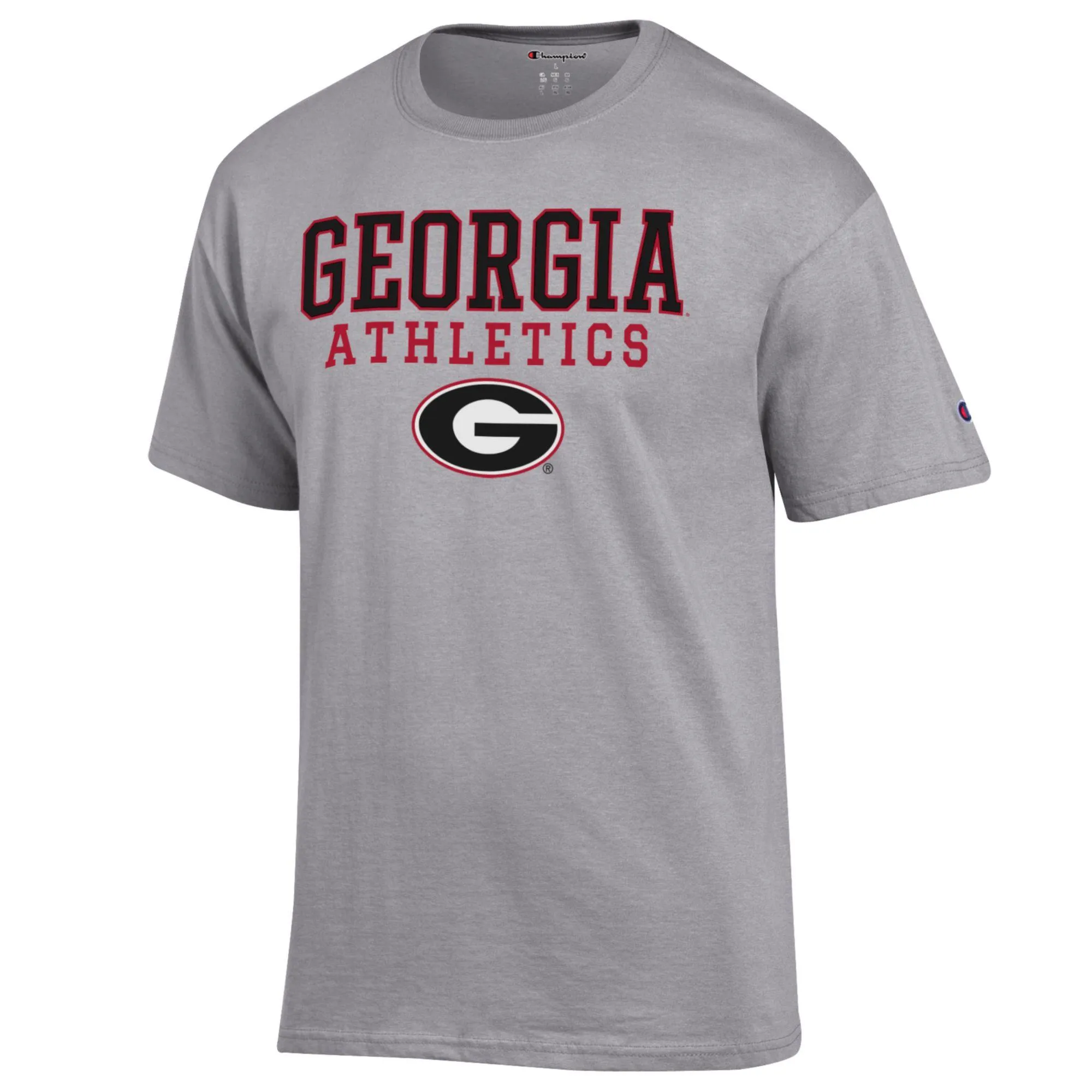 Men's Champion  Gray Georgia Bulldogs Athletics Logo Stack T-Shirt