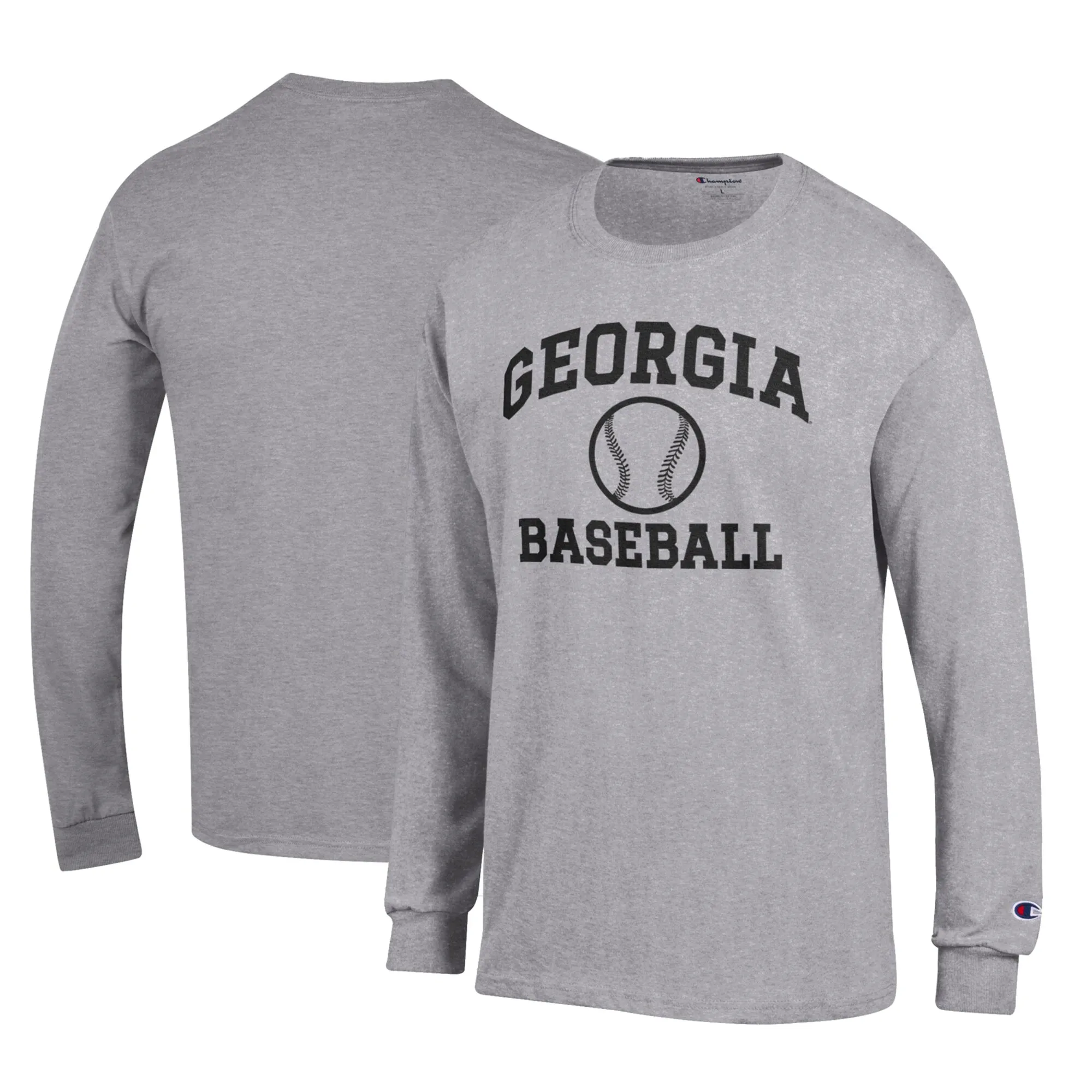 Men's Champion Gray Georgia Bulldogs Icon Baseball Long Sleeve T-Shirt