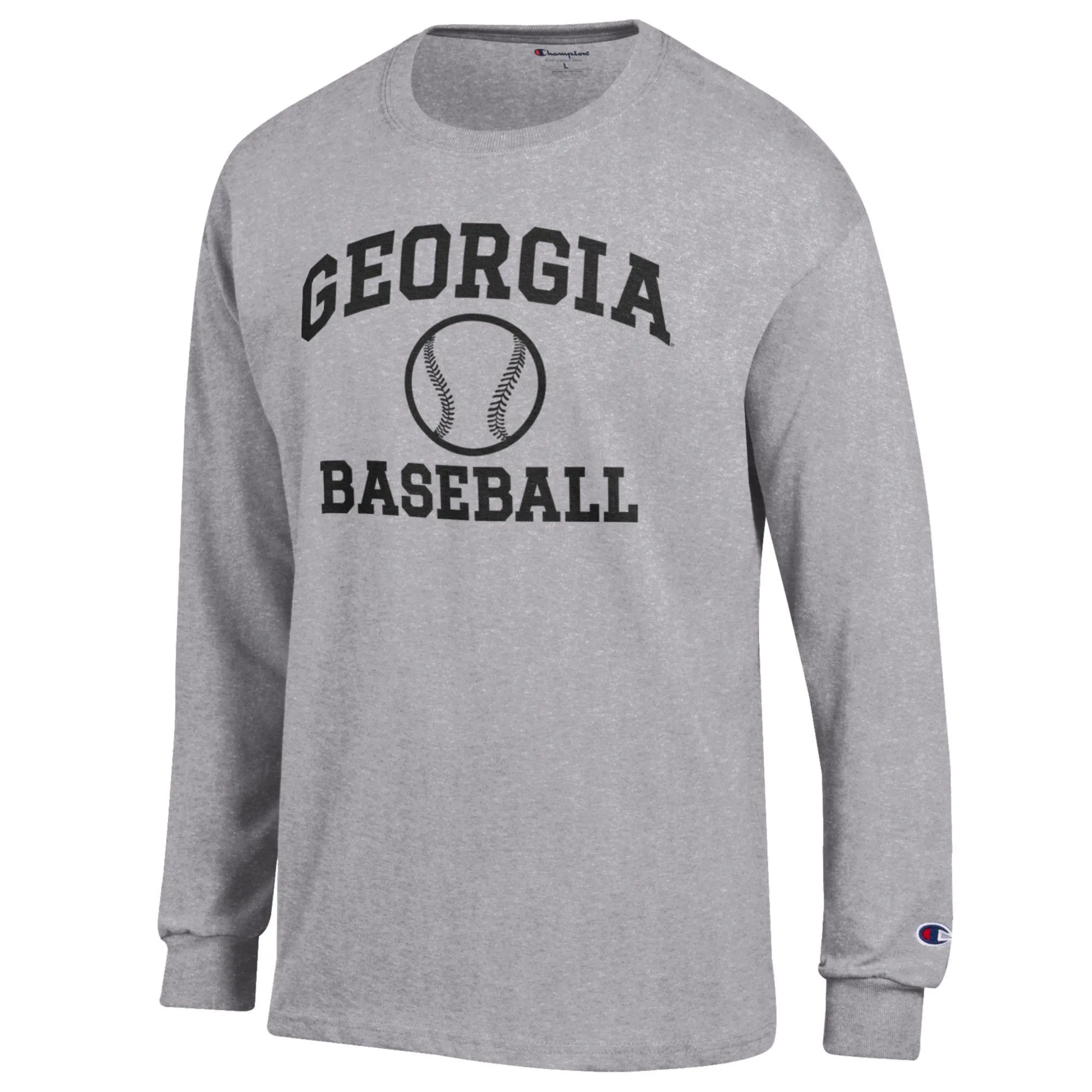 Men's Champion Gray Georgia Bulldogs Icon Baseball Long Sleeve T-Shirt