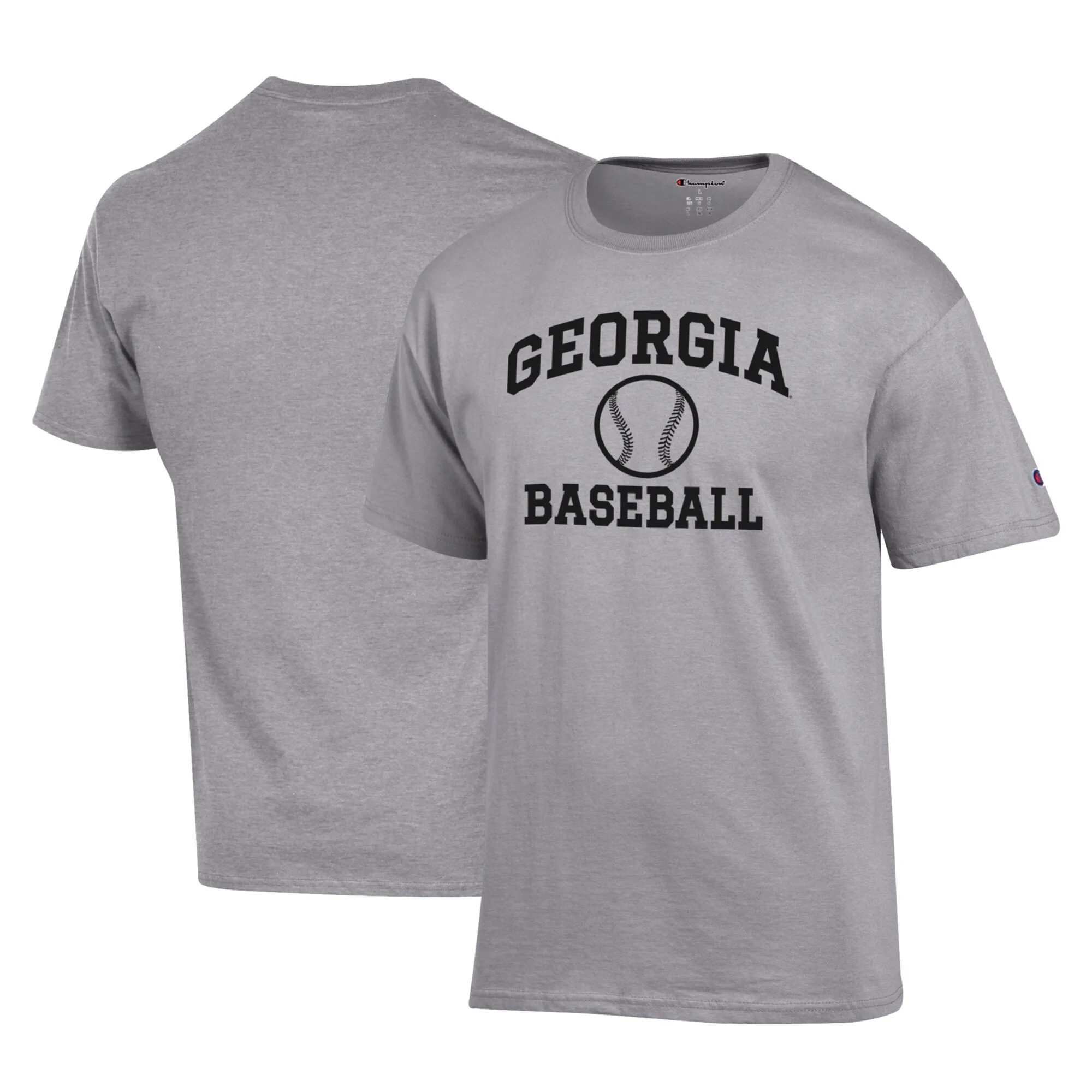 Men's Champion Gray Georgia Bulldogs Icon Baseball T-Shirt