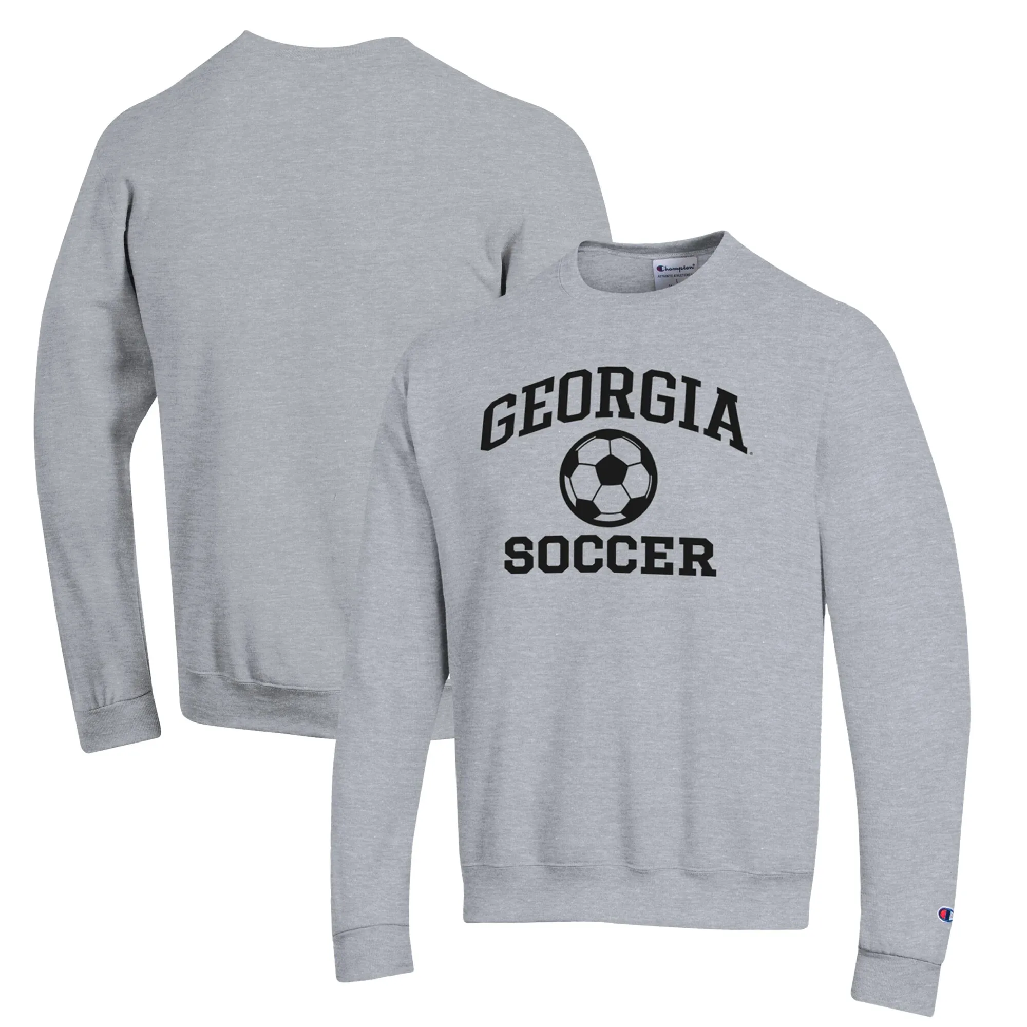 Men's Champion Gray Georgia Bulldogs Soccer Icon Powerblend Pullover Sweatshirt