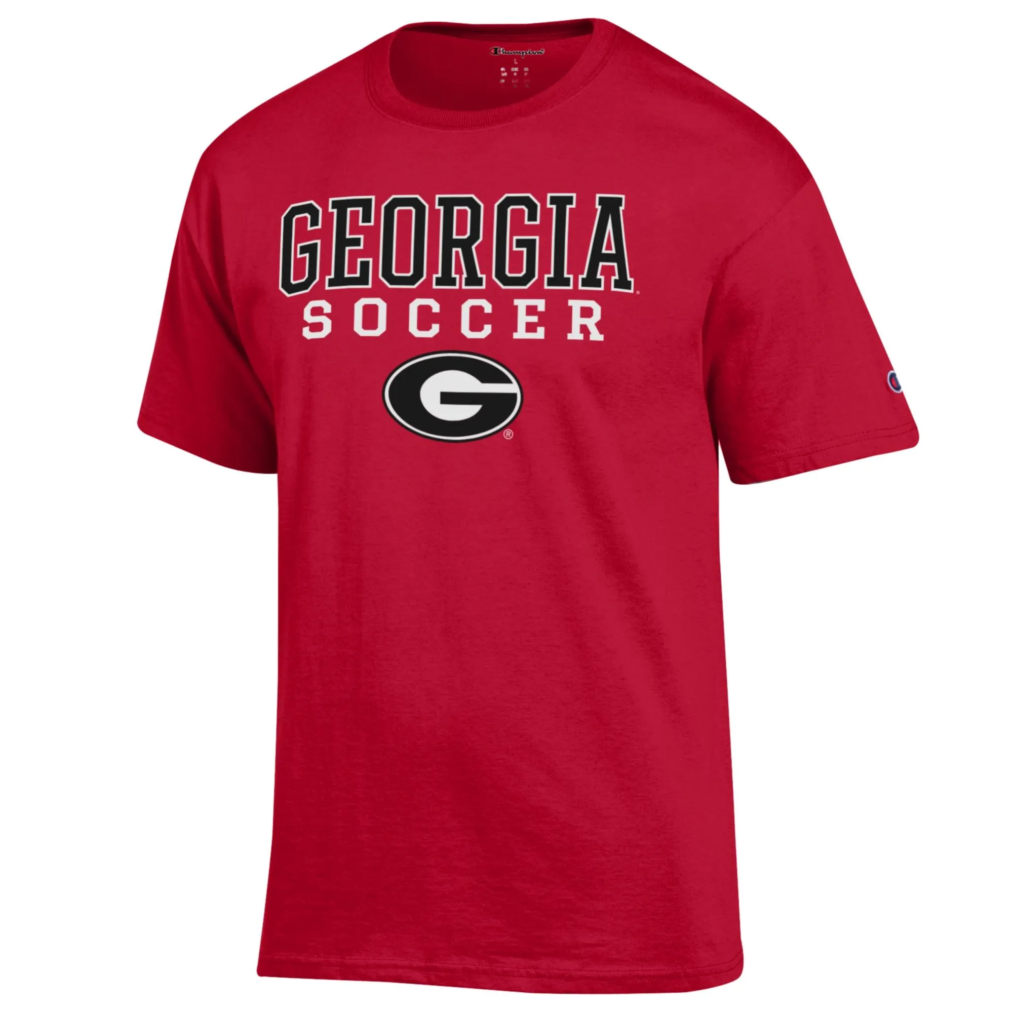 Men's Champion Red Georgia Bulldogs Soccer Stack Logo T-Shirt