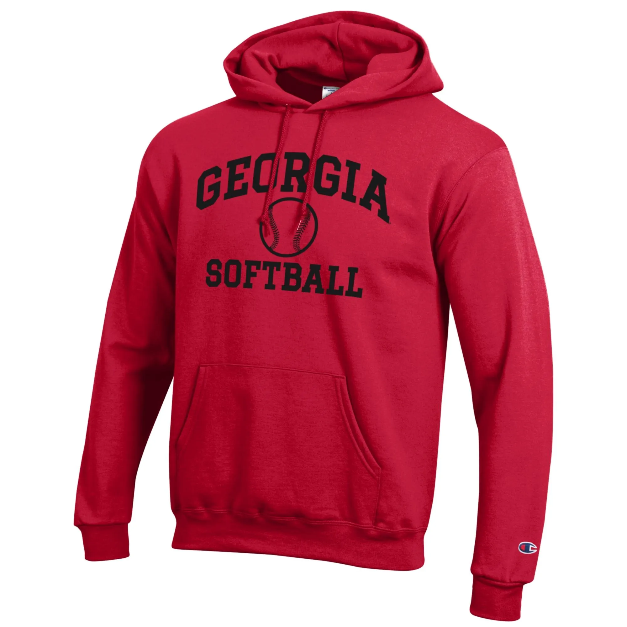 Men's Champion Red Georgia Bulldogs Softball Icon Pullover Hoodie