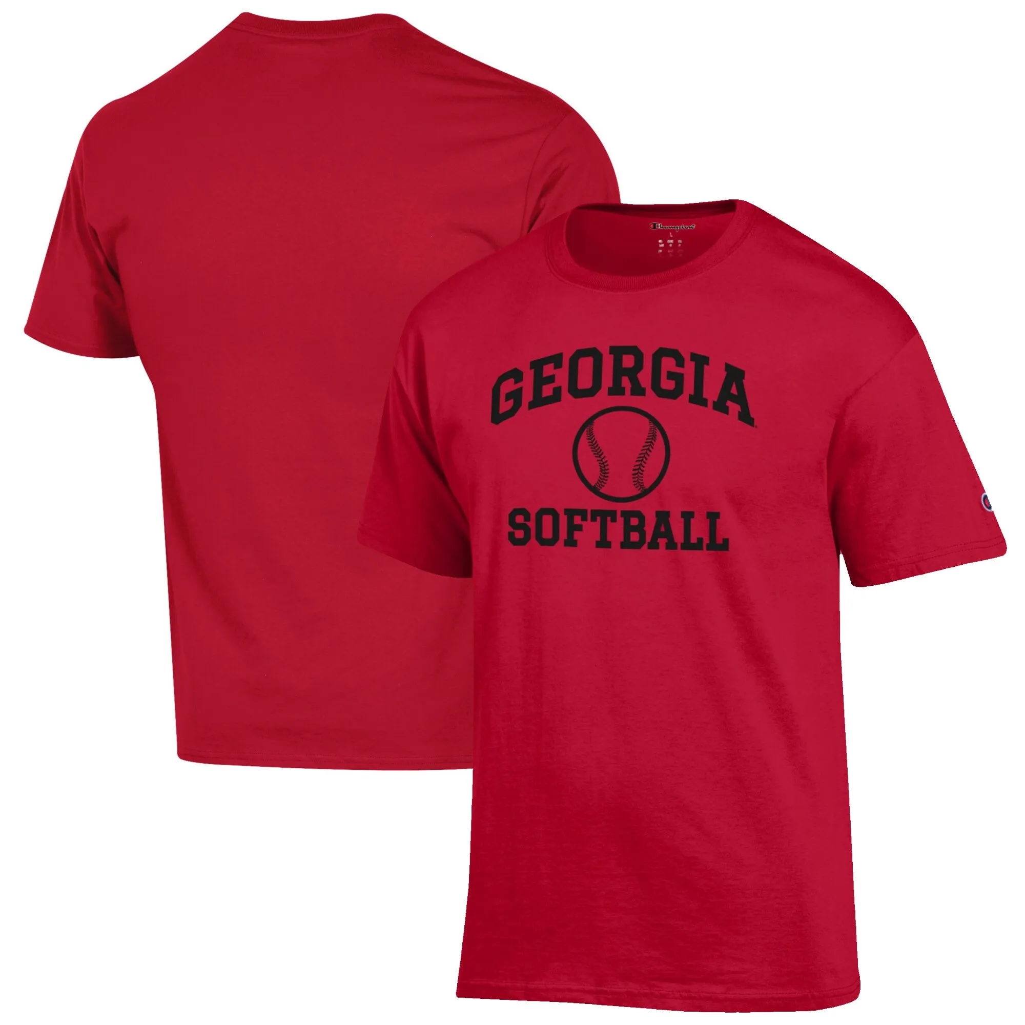 Men's Champion Red Georgia Bulldogs Softball Icon T-Shirt