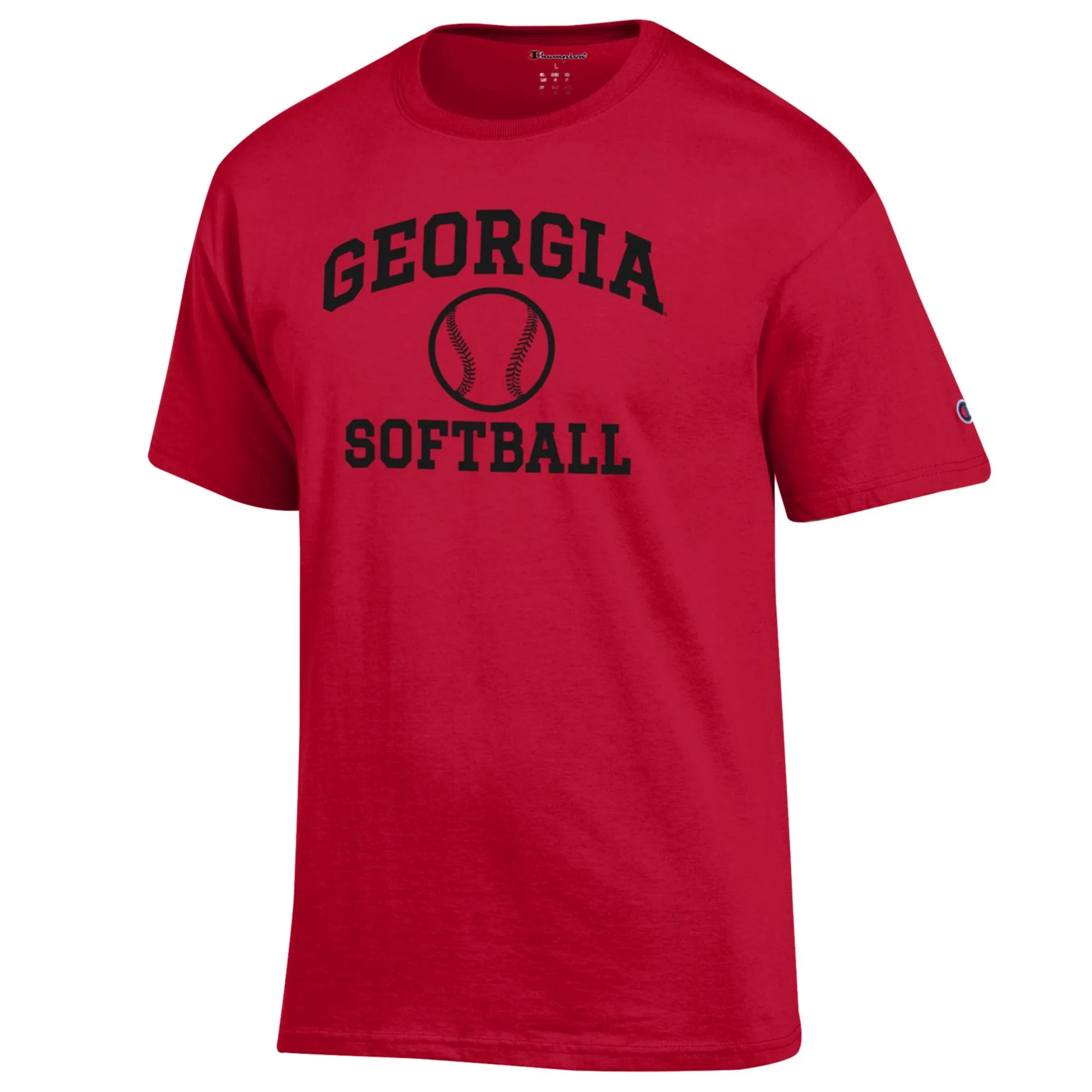 Men's Champion Red Georgia Bulldogs Softball Icon T-Shirt