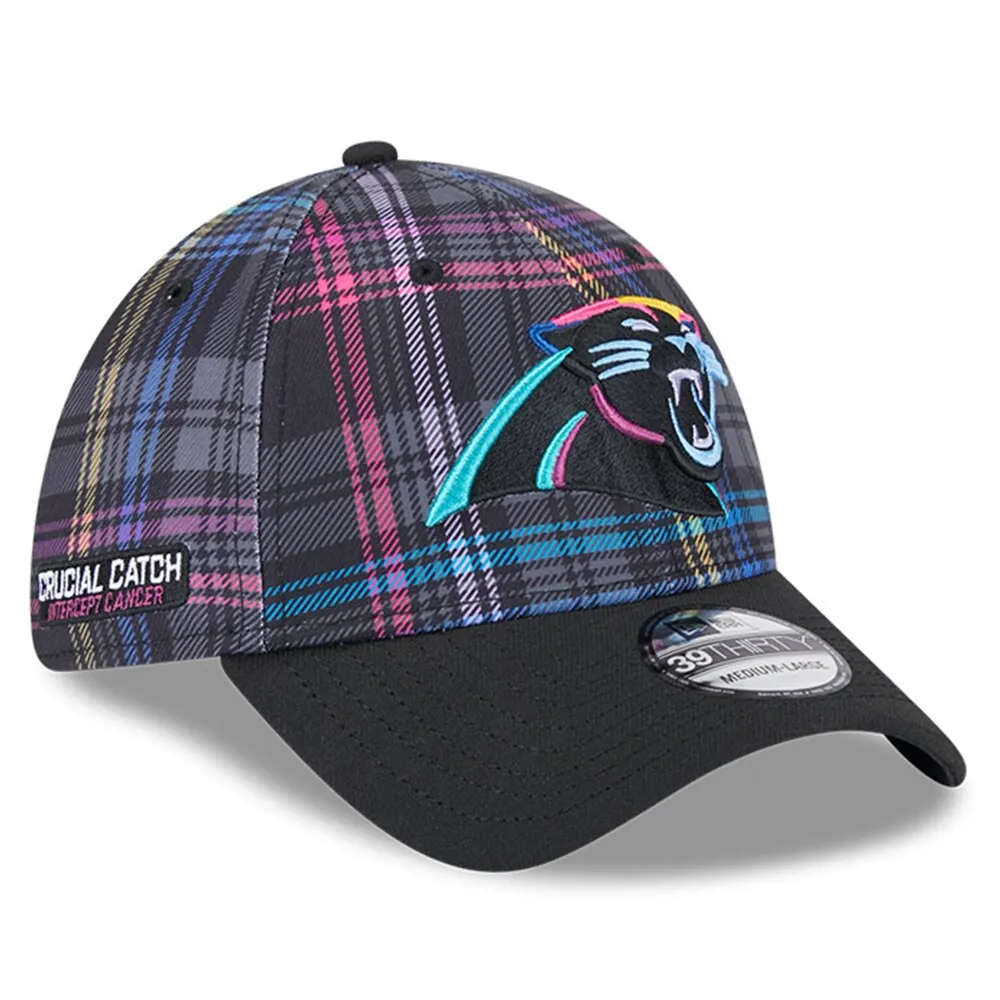 New Era Carolina Panthers Black 2024 NFL Crucial Catch Plaid 39THIRTY Flex Hat