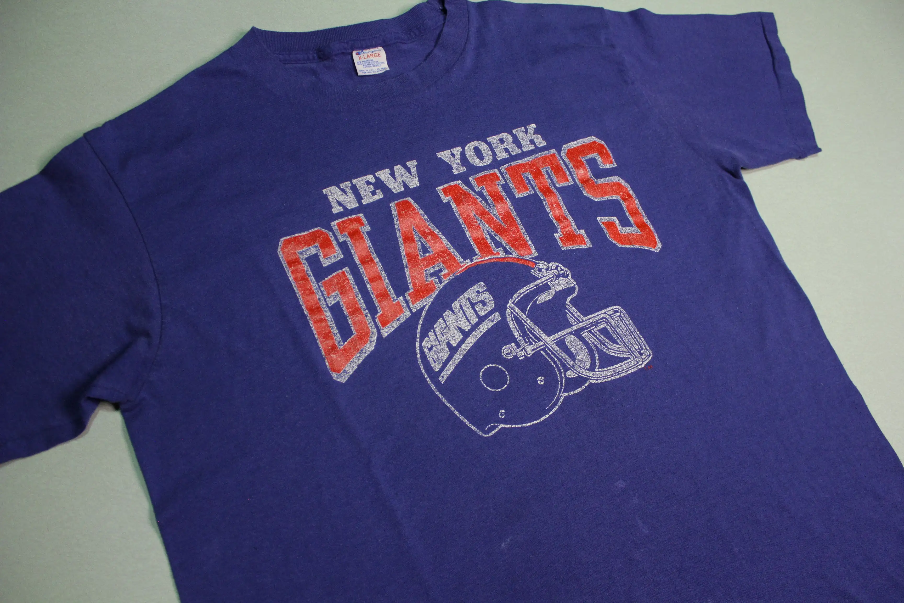 New York Giants Vintage 80's Champion Made in USA Single Stitch Helmet T-Shirt