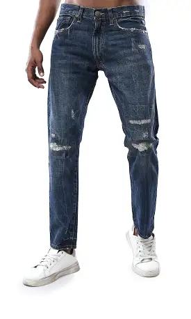 O178110 Navy Blue Stitched With Ripps Casual Jeans