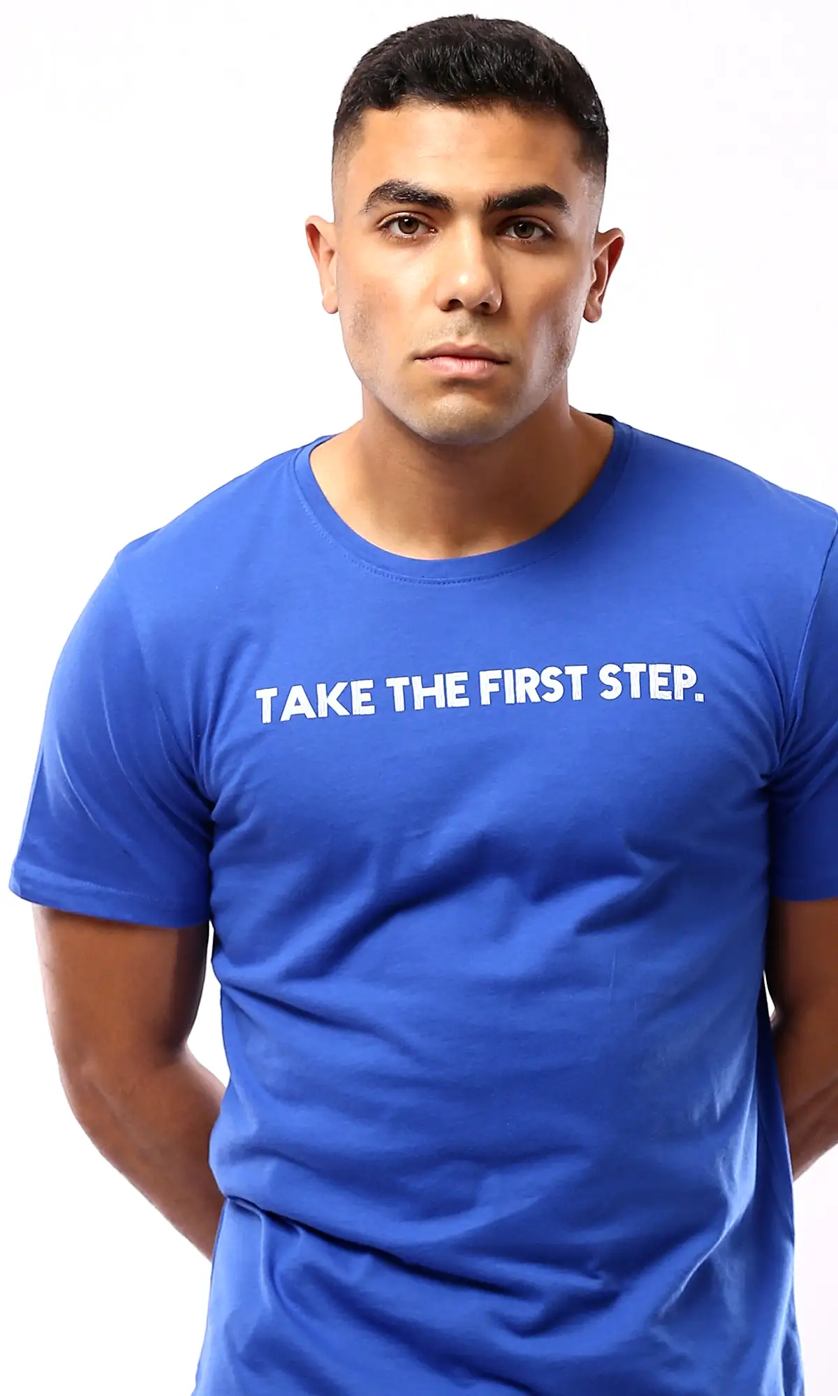 O179020 Take The First Step Blue Cotton Summer Tee