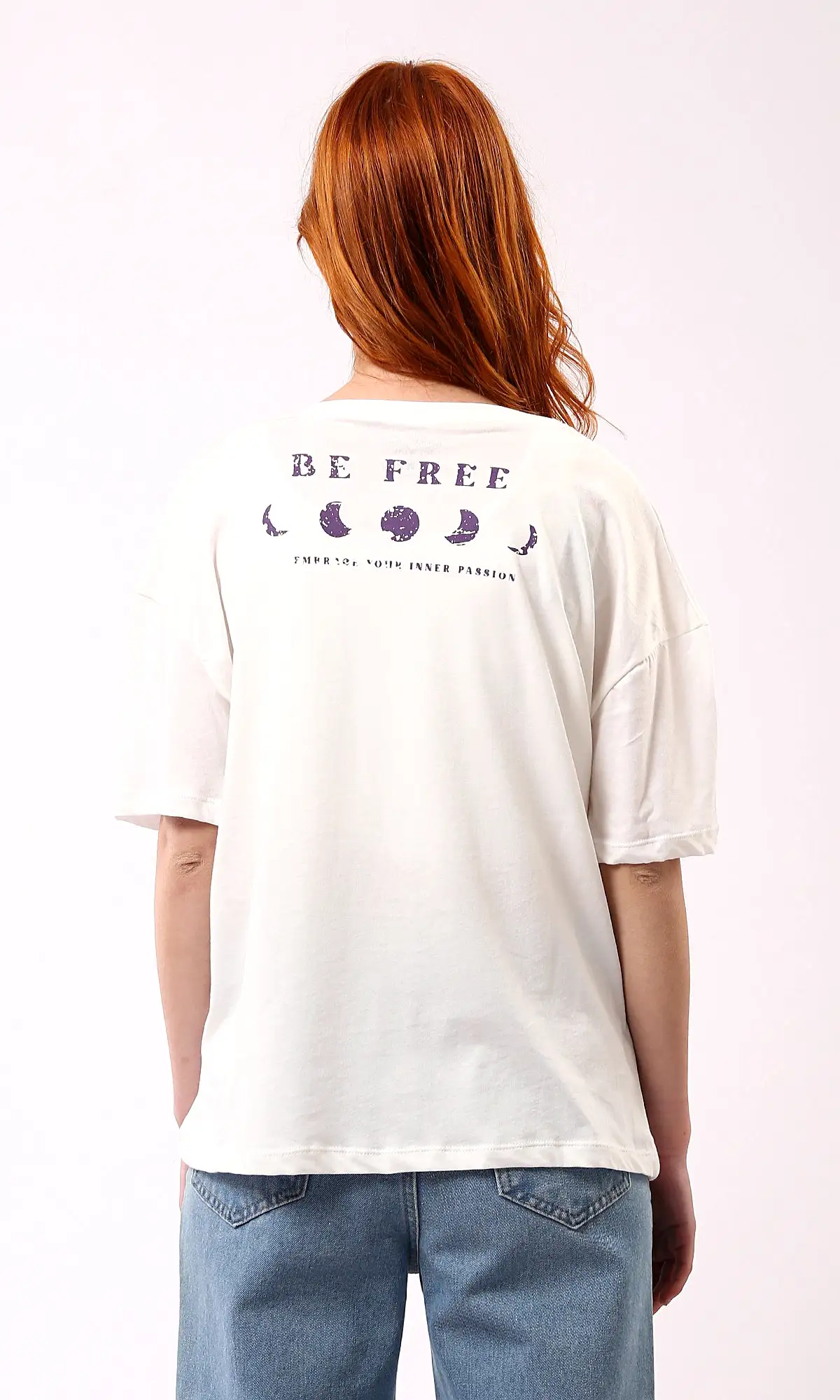 O179110 Off-White Printed Be Free Tee With Elbow Sleeves