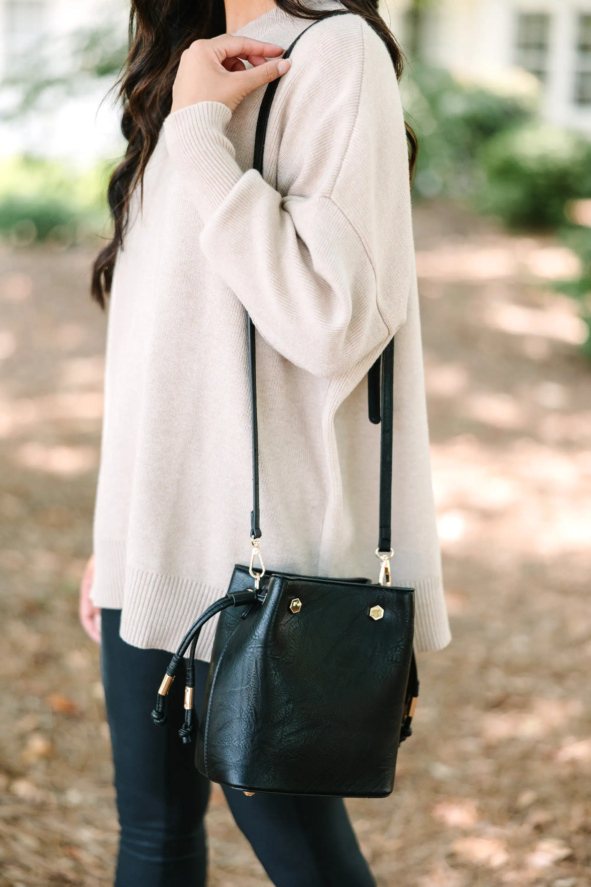 On The Go Black Bucket Bag