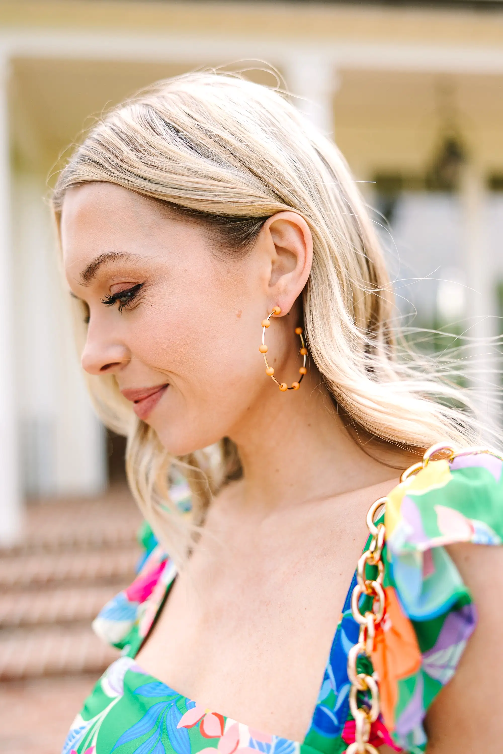 Peppy Fun Mustard Hoop Earrings