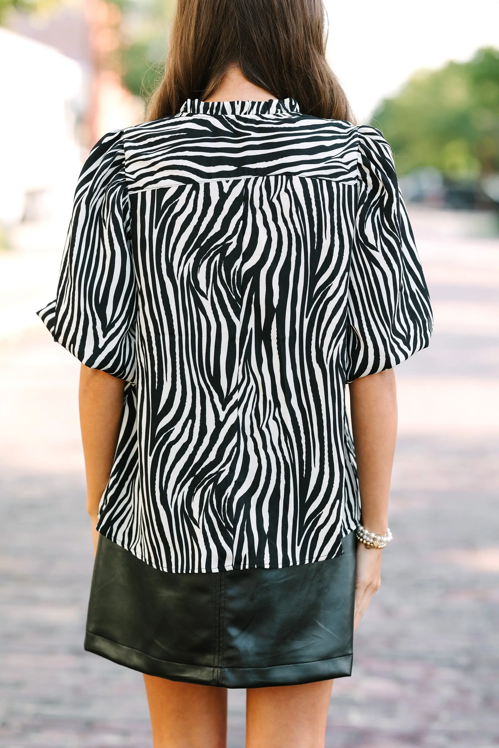 Play Through Black Tiger Striped Blouse