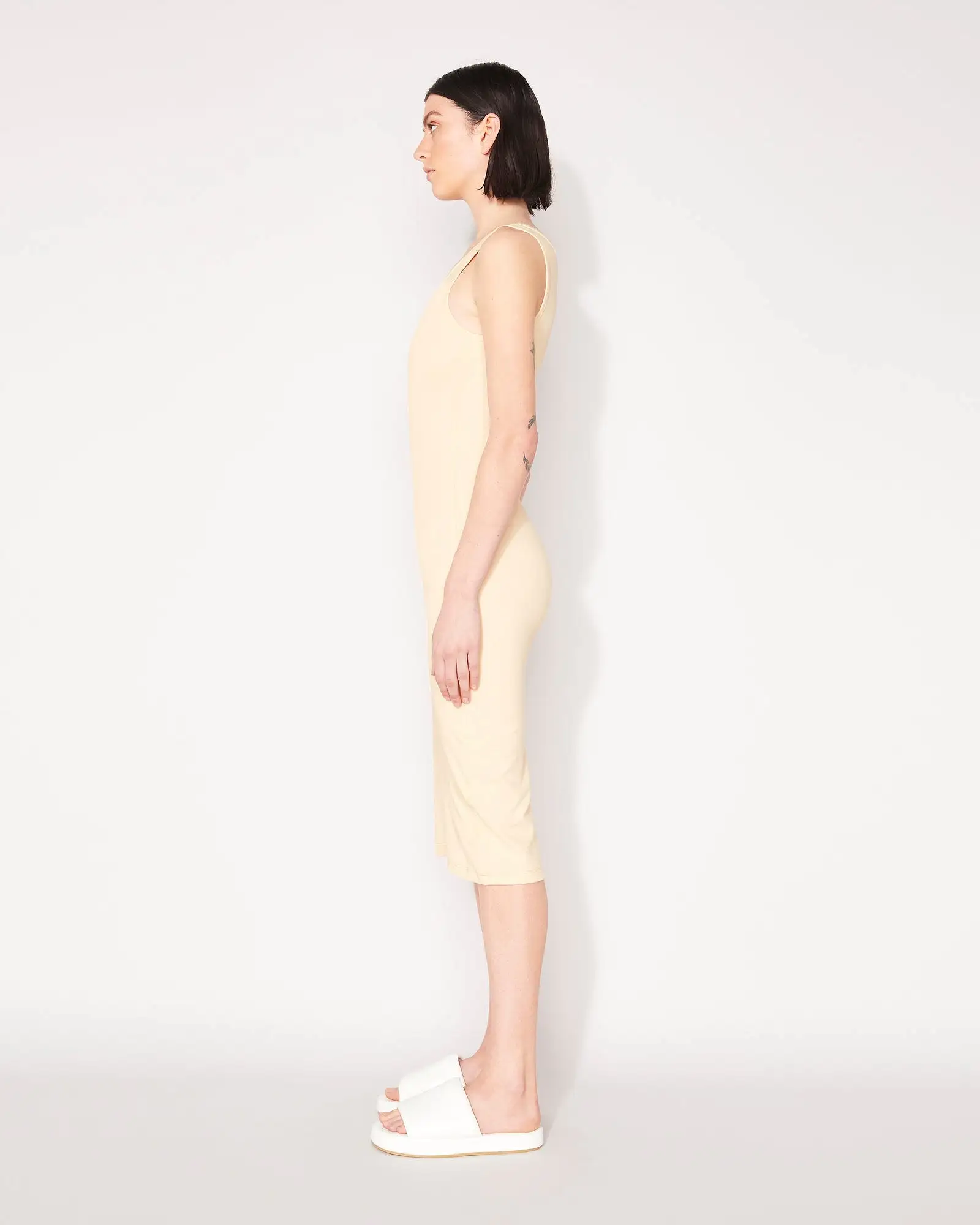 RIB TWO WAY DRESS - BUTTER CREAM