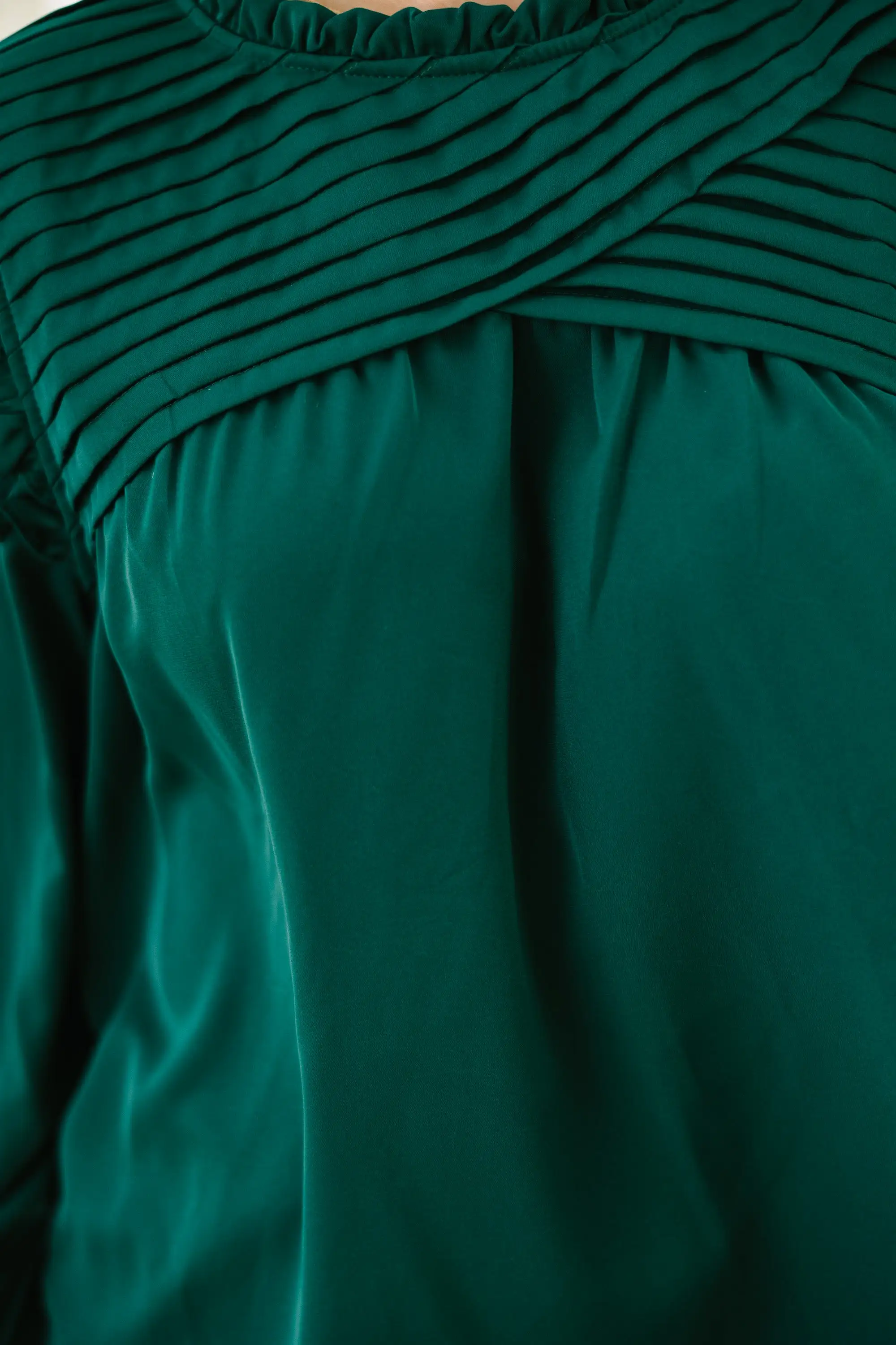 Save Your Applause Emerald Green Ruffled Blouse