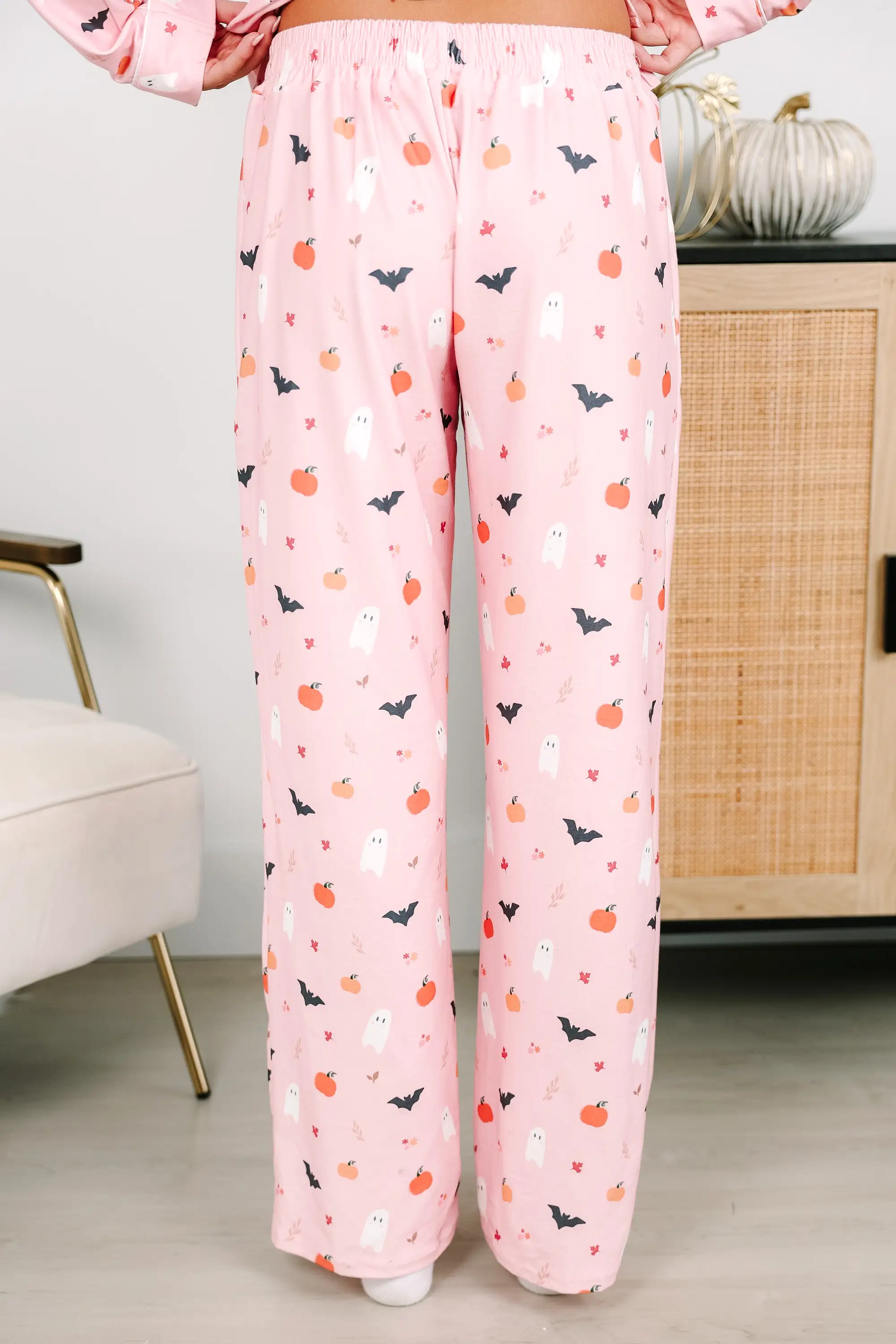 Staying In Pink Halloween Long Sleeve Pajama Set