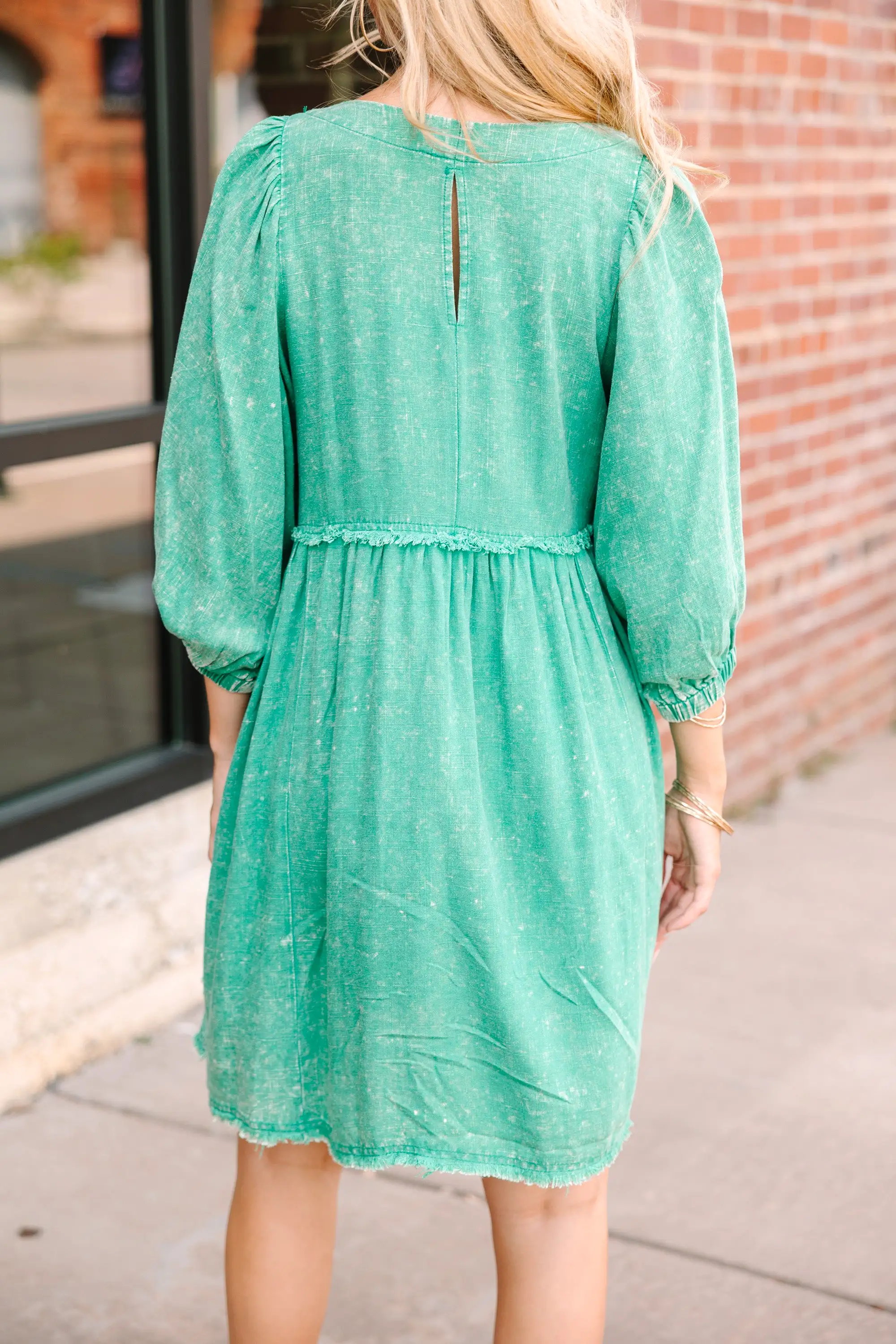 Taking It Easy Green Babydoll Dress