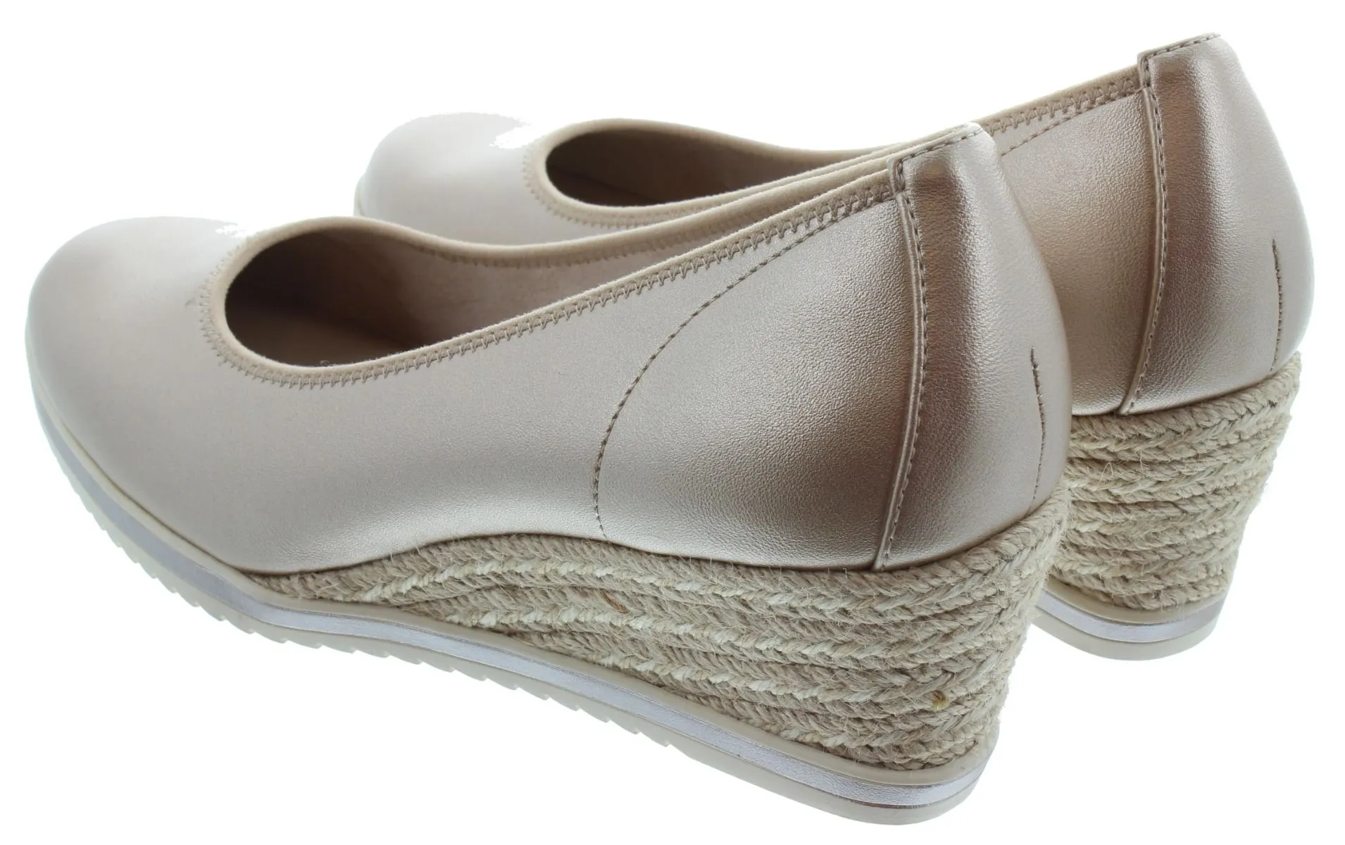 TAMARIS Ladies 22305 Wedge Shoes In Light Gold