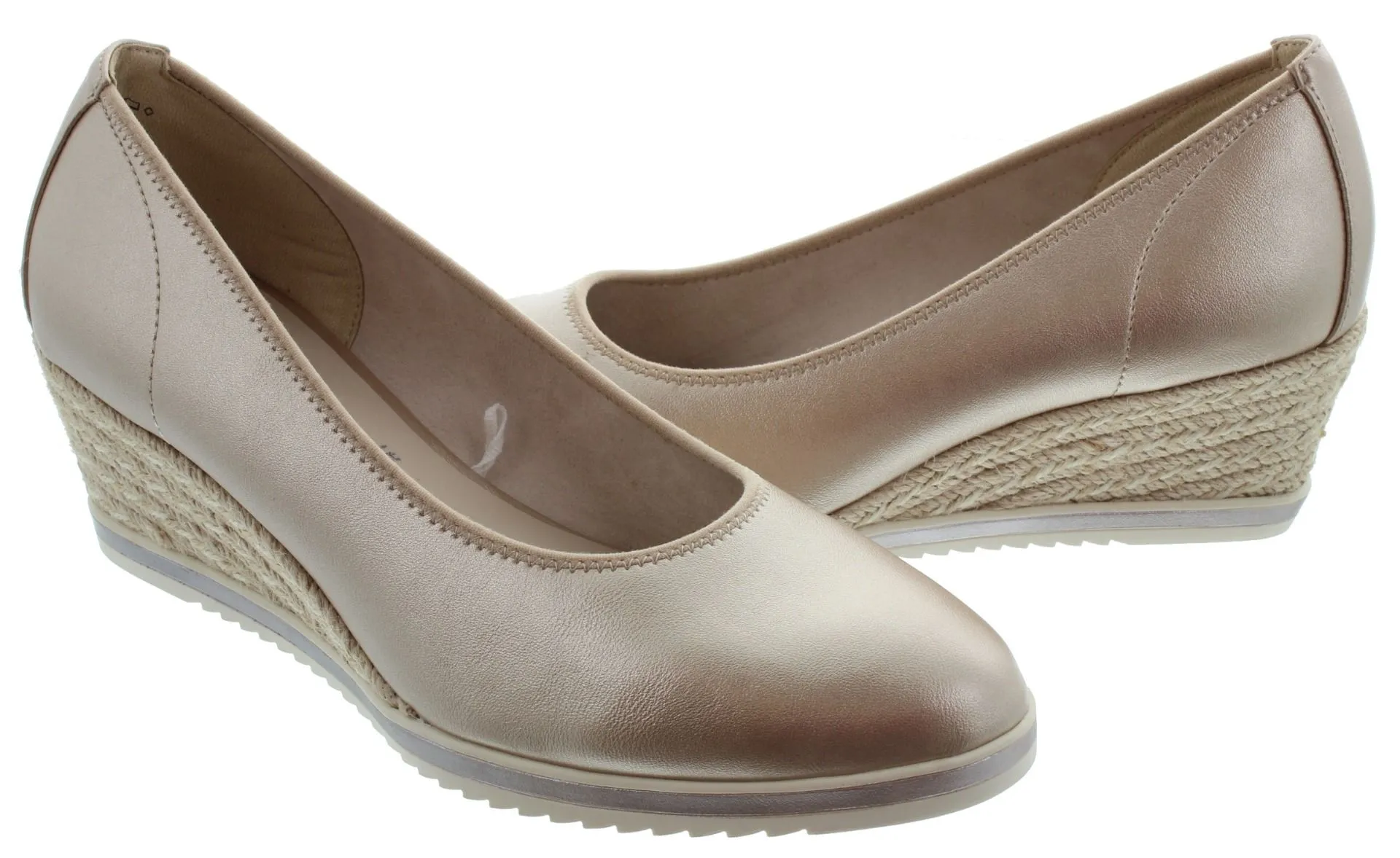 TAMARIS Ladies 22305 Wedge Shoes In Light Gold