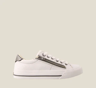 Taos Womens Z Soul Lace Up Sneakers- White/Pewter