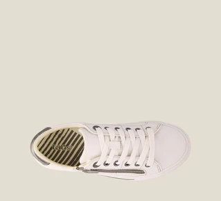 Taos Womens Z Soul Lace Up Sneakers- White/Pewter