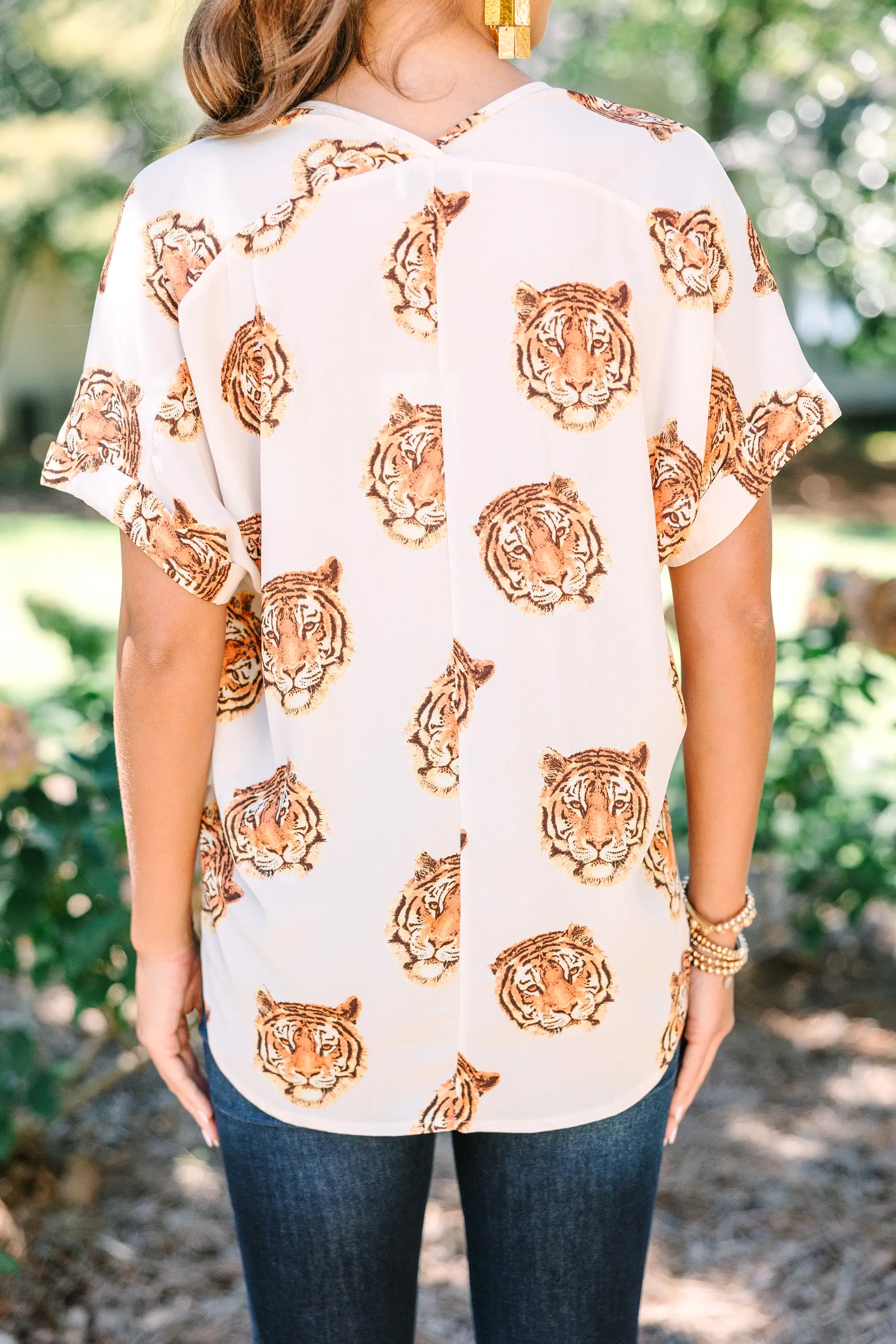 The Madison White Tiger Print Blouse