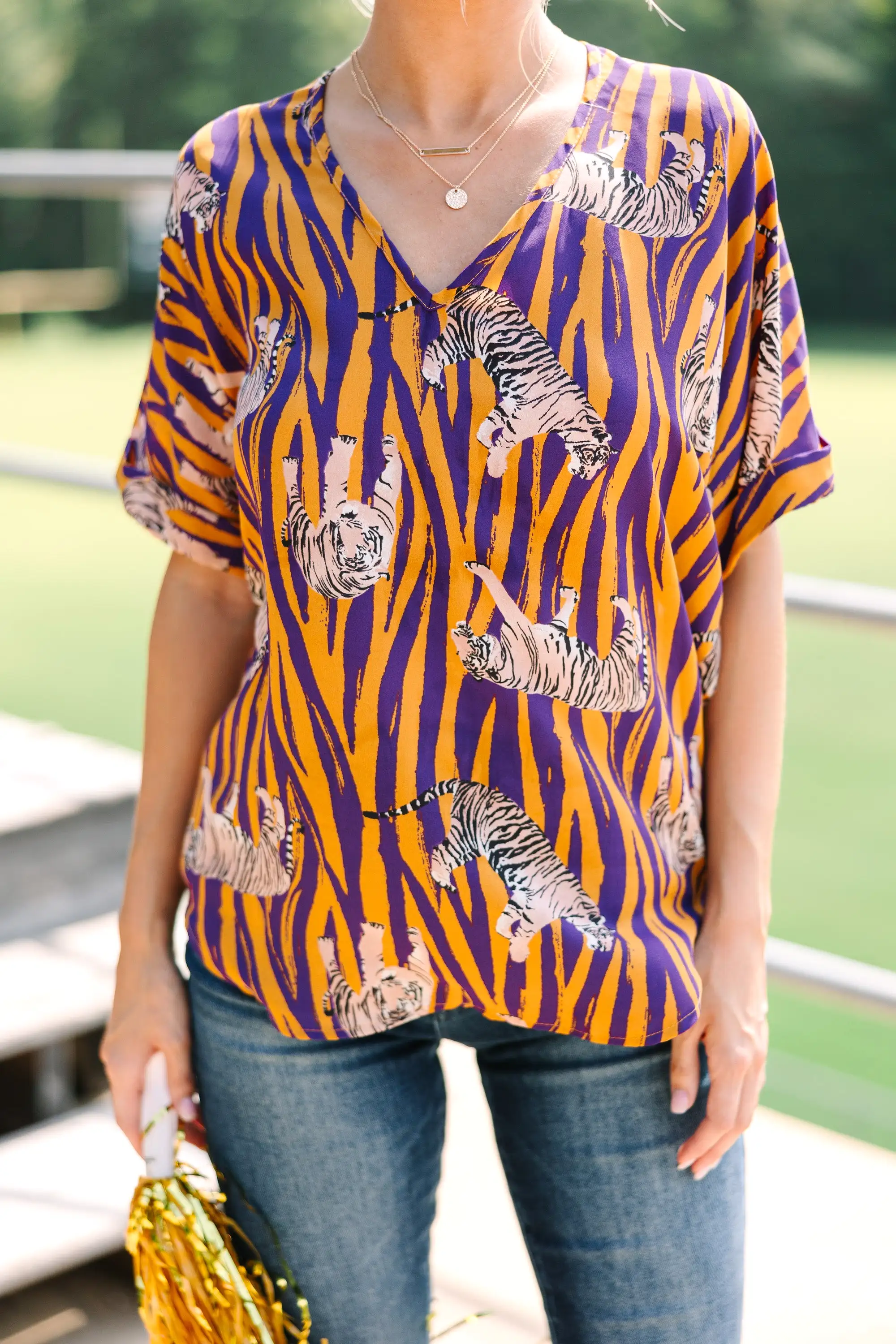 The Madison Yellow and Purple Stripe Blouse