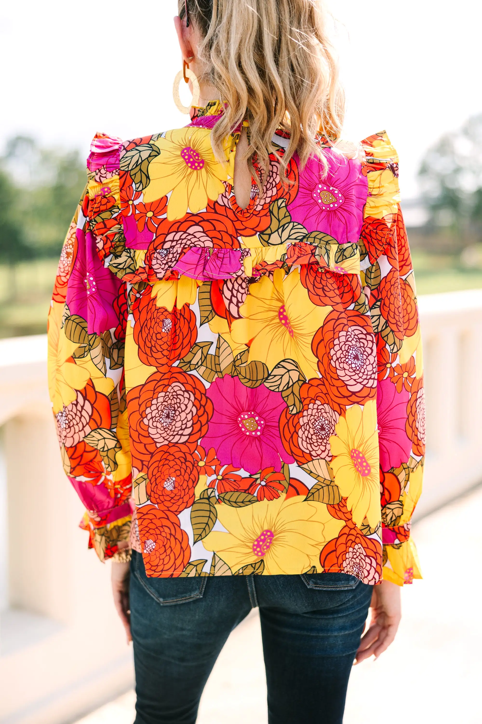 THML: Better Than Ever Yellow Floral Blouse