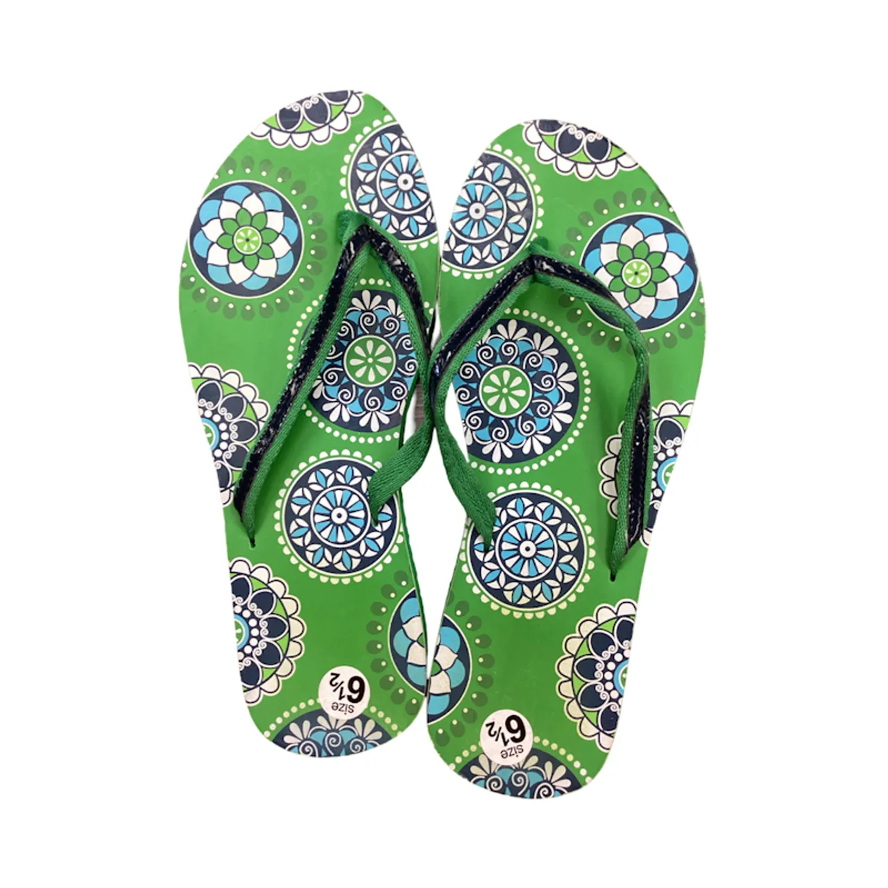 Vera Bradley green & navy sandals, like new!  Size 6.5 flip flop shoes 60066-S000636770