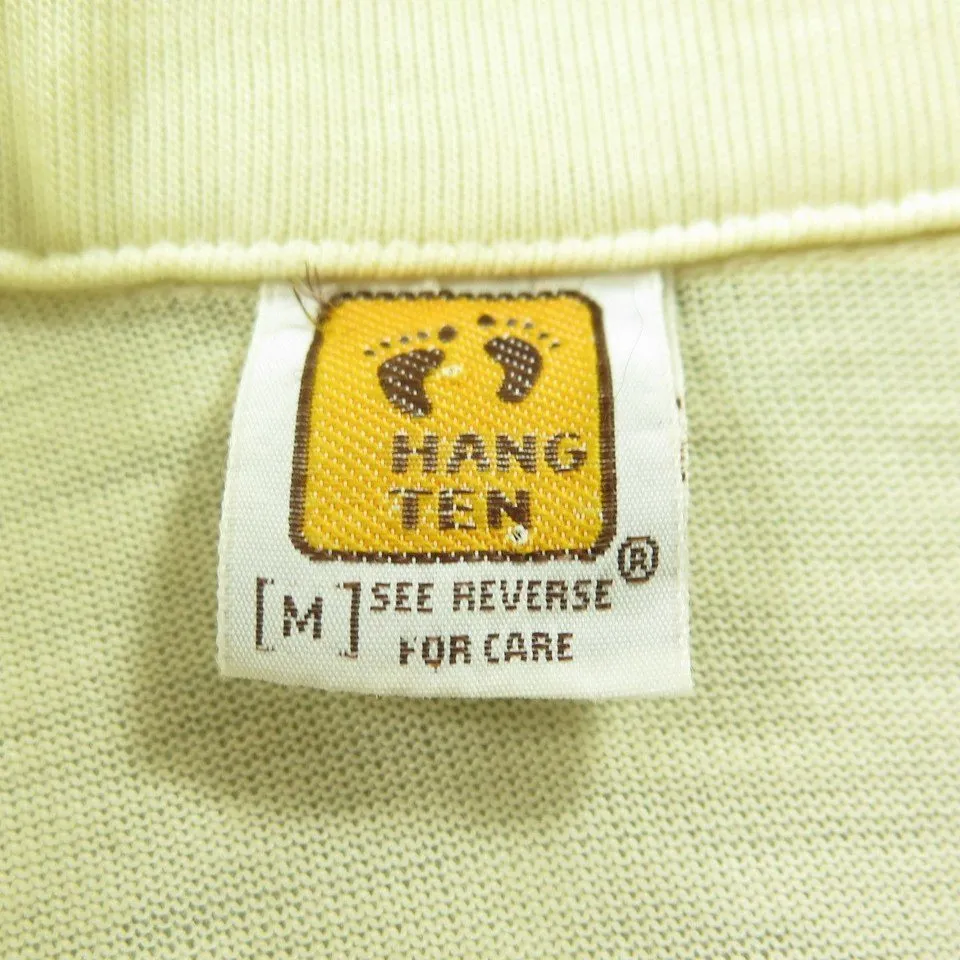 Vintage  70s Hang Ten Polo Shirt M Board Stripe Surf Skate by The Clothing Vault