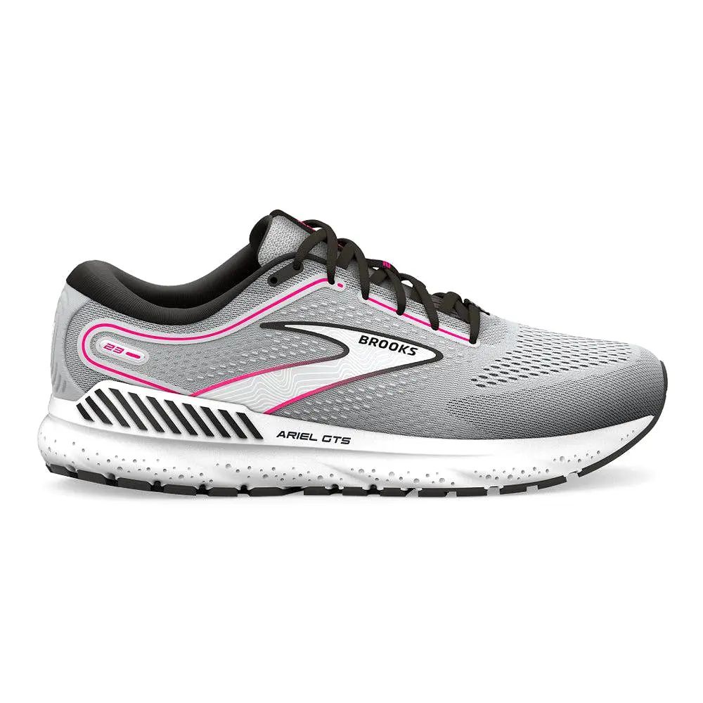 Women's Brooks Ariel GTS 23, Grey/Black/Pink, 10.5 B Medium