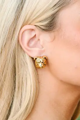 Yochi: Bulldog Gold Stud Earrings