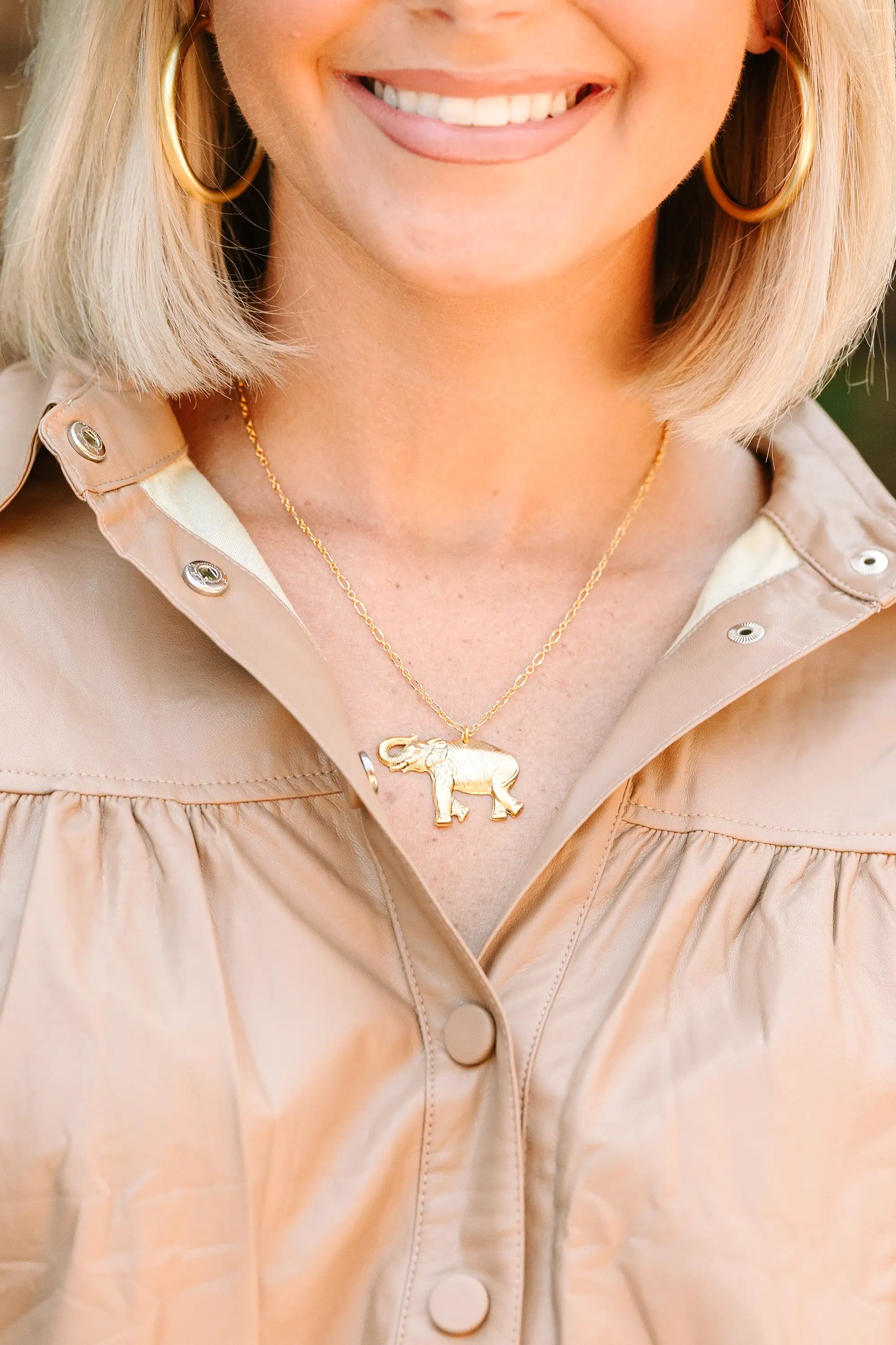 Yochi: Elephant Gold Pendant Necklace