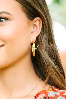 Yochi: Longhorn Gold Hoop Earrings