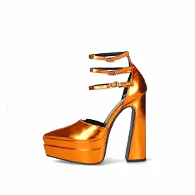 Zapatillas Posh naranja metálico